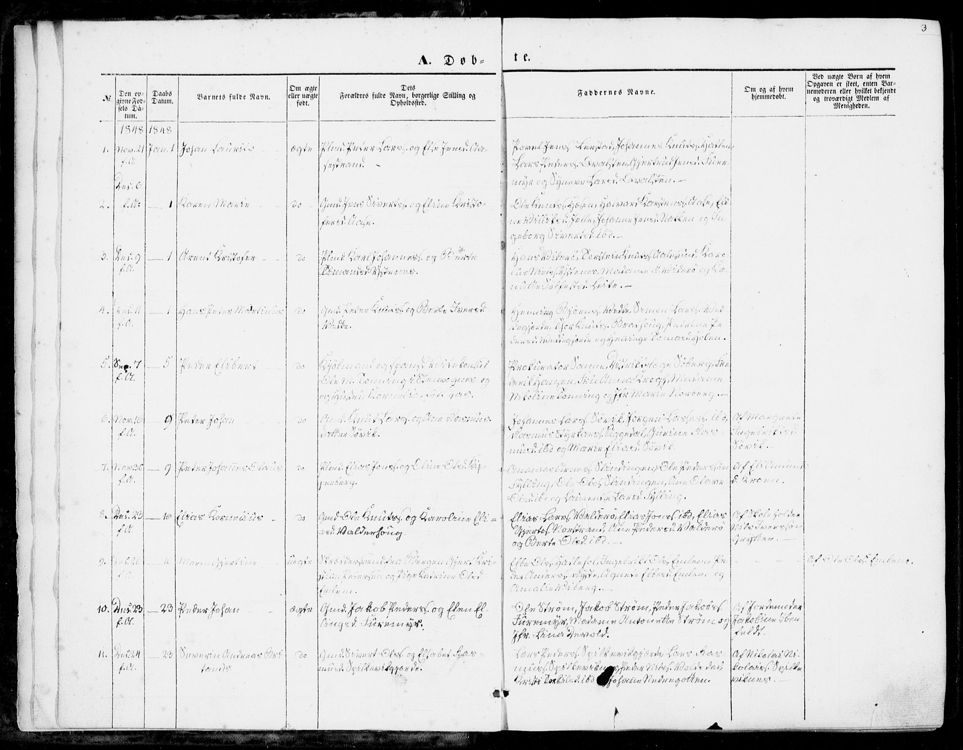 Ministerialprotokoller, klokkerbøker og fødselsregistre - Møre og Romsdal, AV/SAT-A-1454/528/L0397: Ministerialbok nr. 528A08, 1848-1858, s. 3