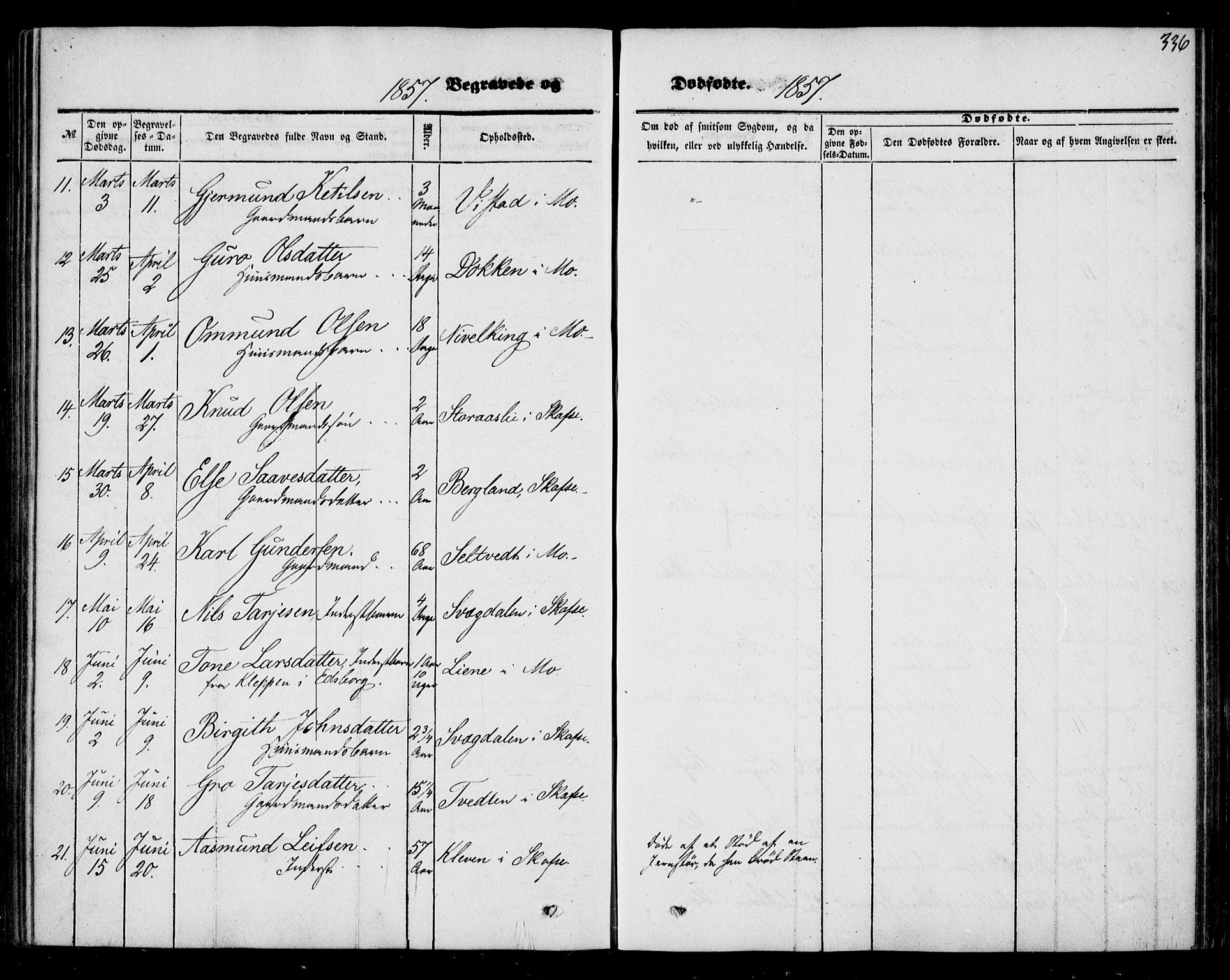 Mo kirkebøker, AV/SAKO-A-286/F/Fa/L0005: Ministerialbok nr. I 5, 1844-1864, s. 336