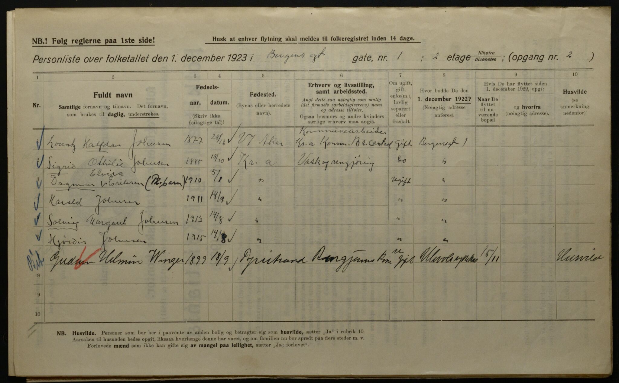 OBA, Kommunal folketelling 1.12.1923 for Kristiania, 1923, s. 4527