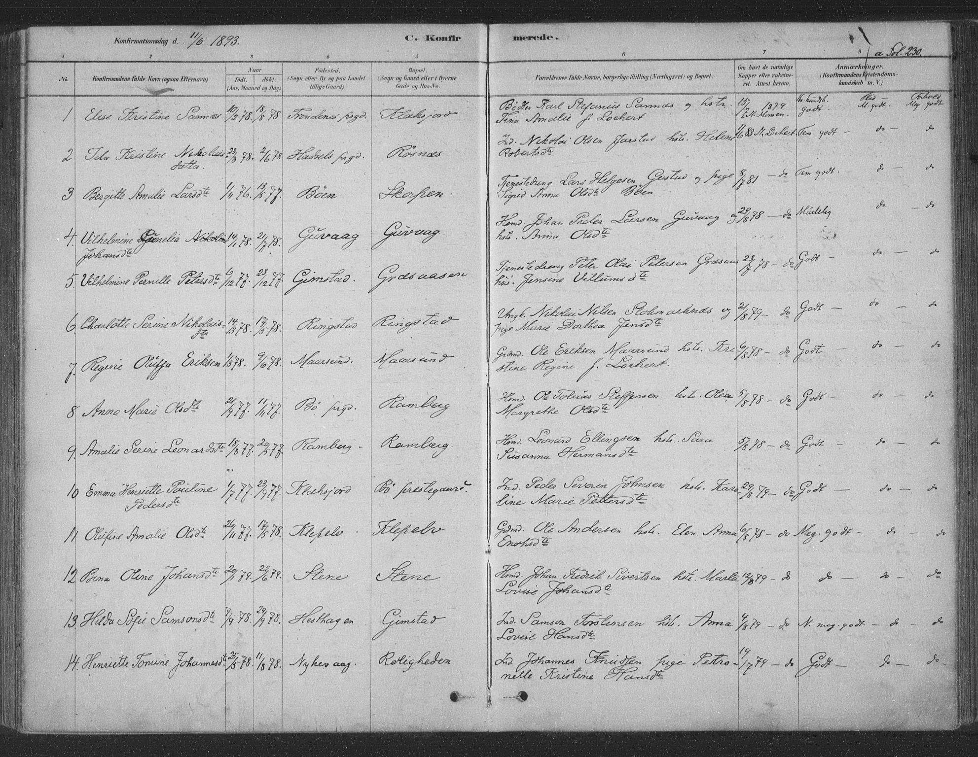 Ministerialprotokoller, klokkerbøker og fødselsregistre - Nordland, SAT/A-1459/891/L1302: Ministerialbok nr. 891A07, 1878-1895, s. 230