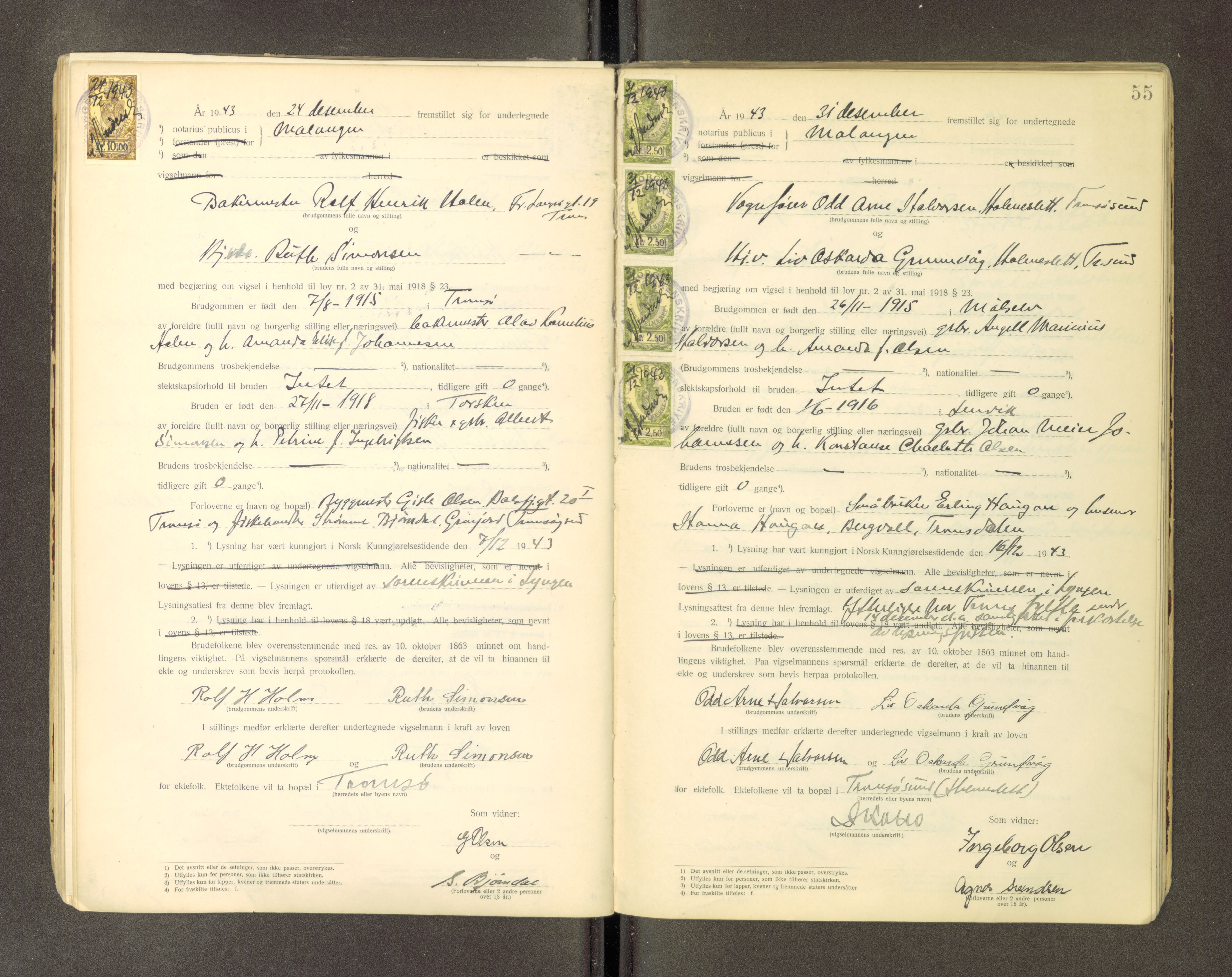 Malangen sorenskriveri, AV/SATØ-SATØ-0051/1/L/Lb/L0531: Notarialvesen. Vigselbøker, 1934-1952, s. 55