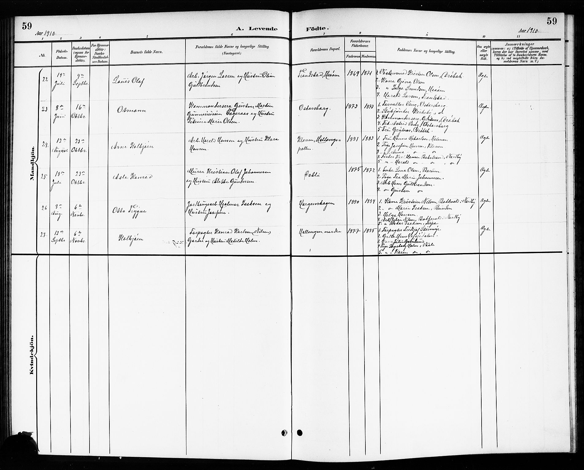 Drøbak prestekontor Kirkebøker, SAO/A-10142a/G/Gb/L0001: Klokkerbok nr. II 1, 1901-1919, s. 59