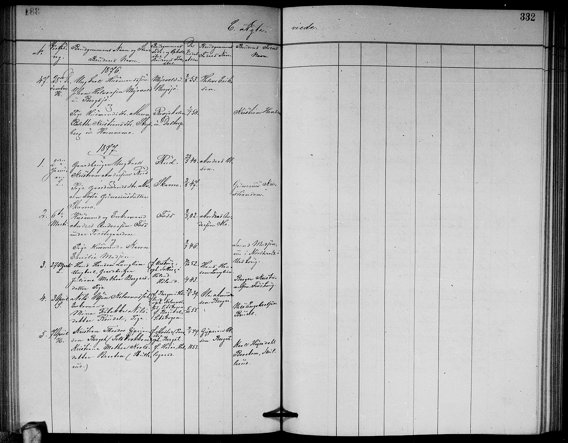 Høland prestekontor Kirkebøker, AV/SAO-A-10346a/G/Ga/L0006: Klokkerbok nr. I 6, 1869-1879, s. 332