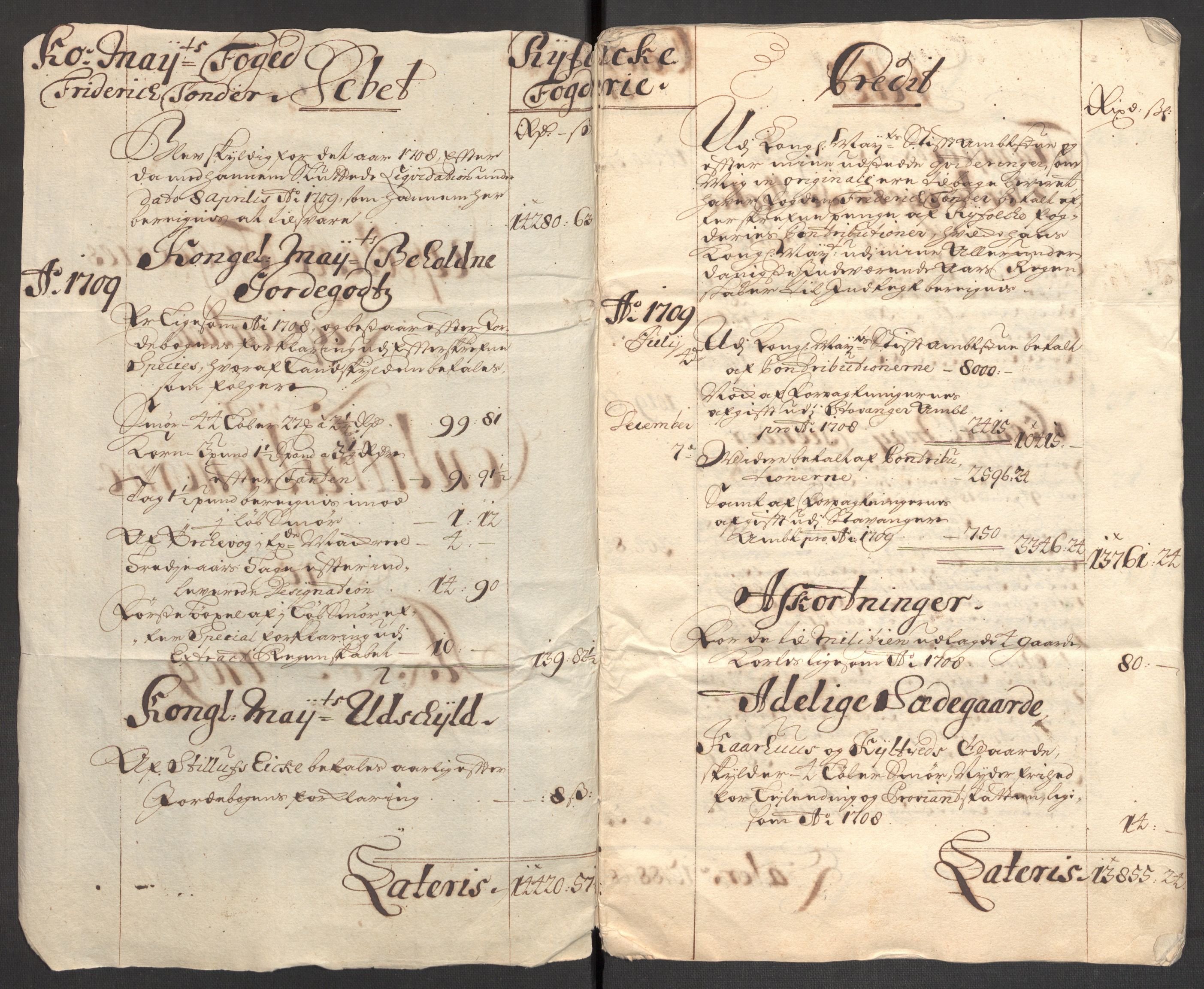 Rentekammeret inntil 1814, Reviderte regnskaper, Fogderegnskap, AV/RA-EA-4092/R47/L2861: Fogderegnskap Ryfylke, 1706-1709, s. 466