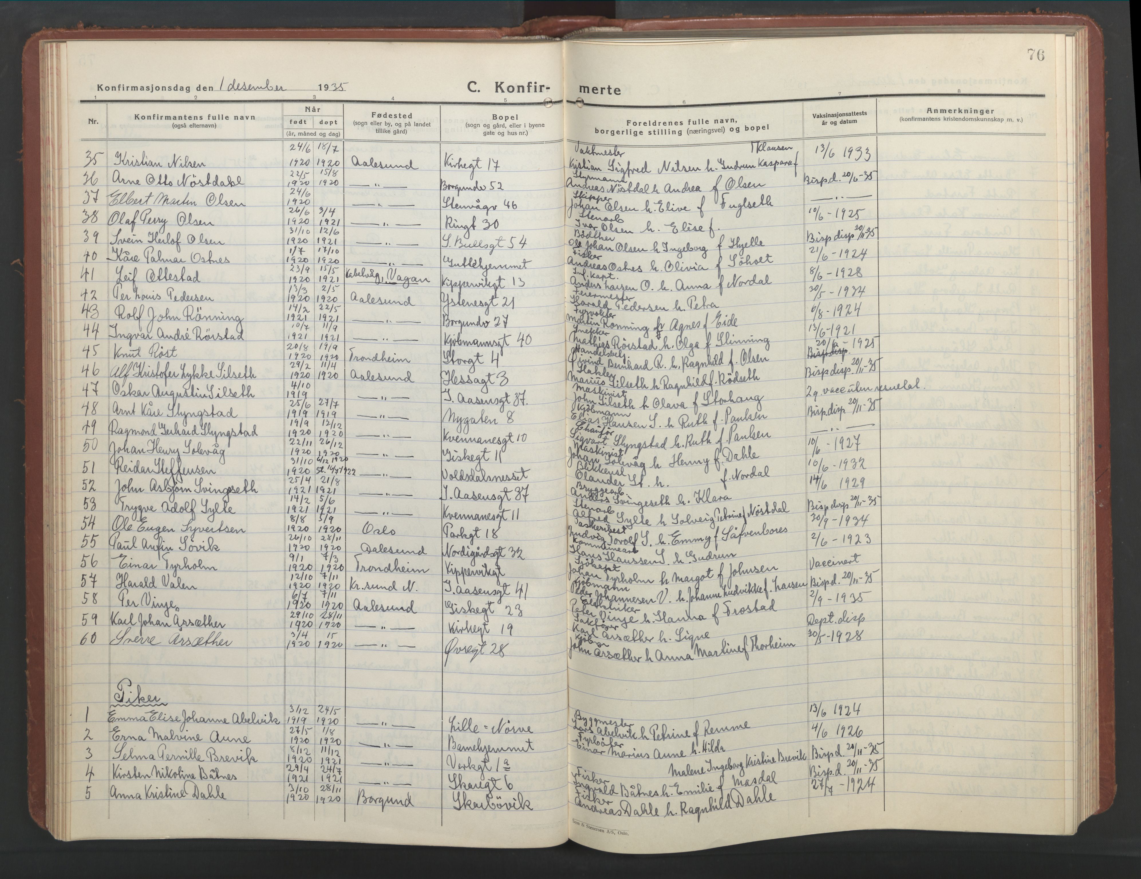 Ministerialprotokoller, klokkerbøker og fødselsregistre - Møre og Romsdal, AV/SAT-A-1454/529/L0476: Klokkerbok nr. 529C13, 1929-1953, s. 76