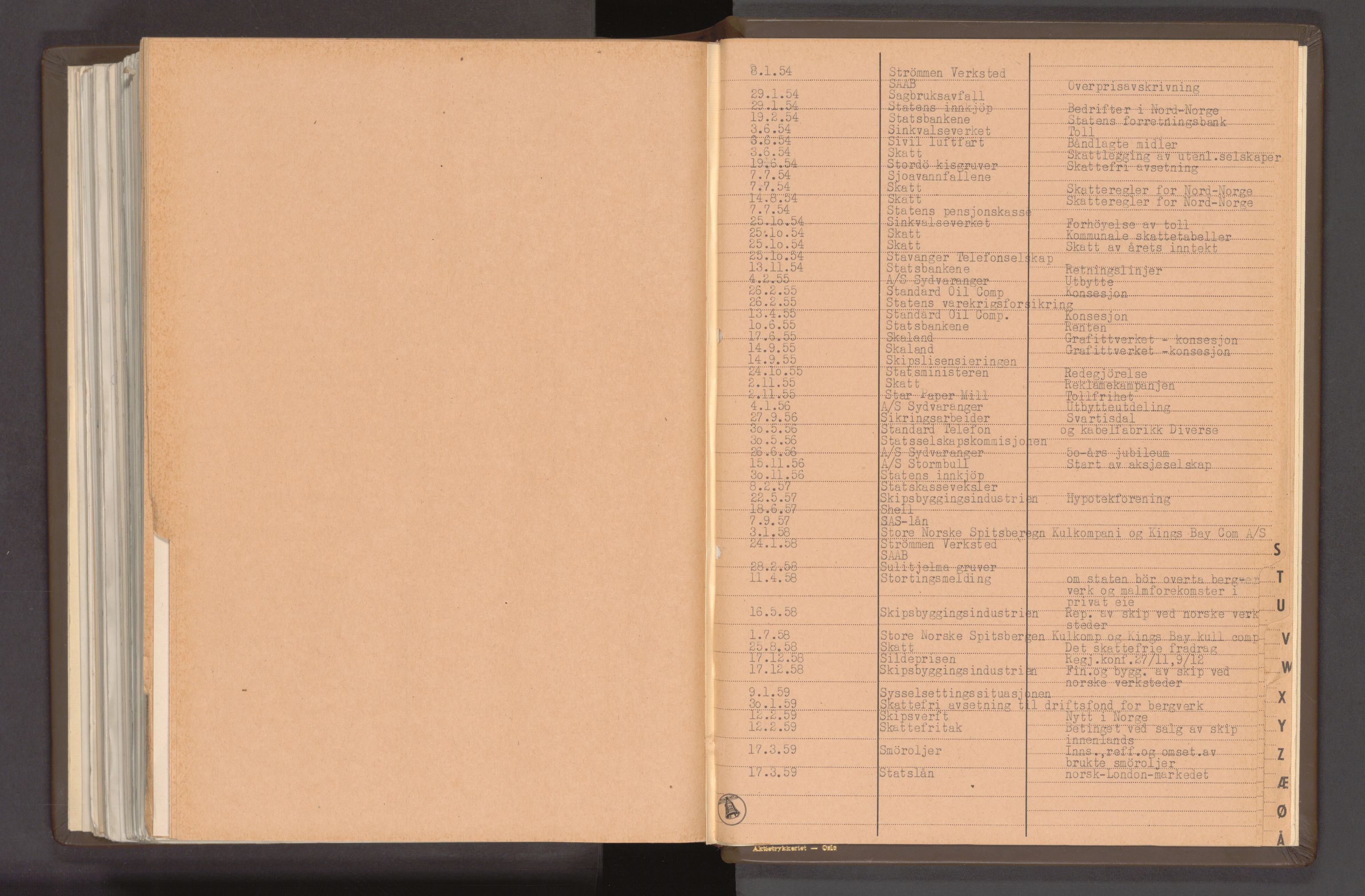 Statsministerens kontor, RA/S-1005/A/Aa/L0020: Referat fra regjeringens økonomiske utvalg, 1947-1959