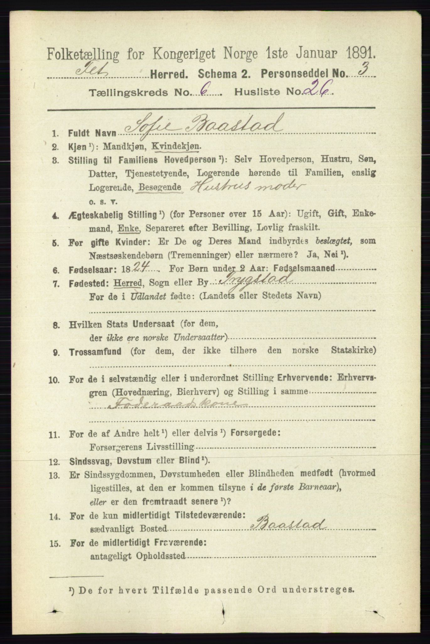 RA, Folketelling 1891 for 0227 Fet herred, 1891, s. 2106
