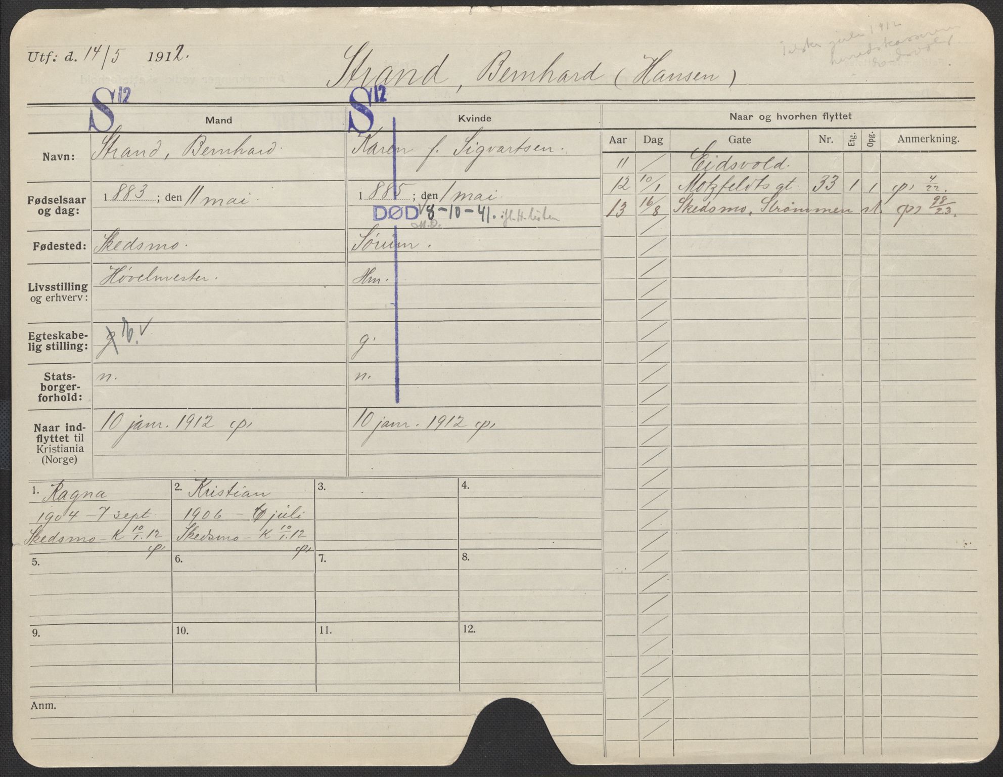 Oslo folkeregister, Registerkort, SAO/A-11715/F/Fa/Fac/L0010: Menn, 1906-1914, s. 776a