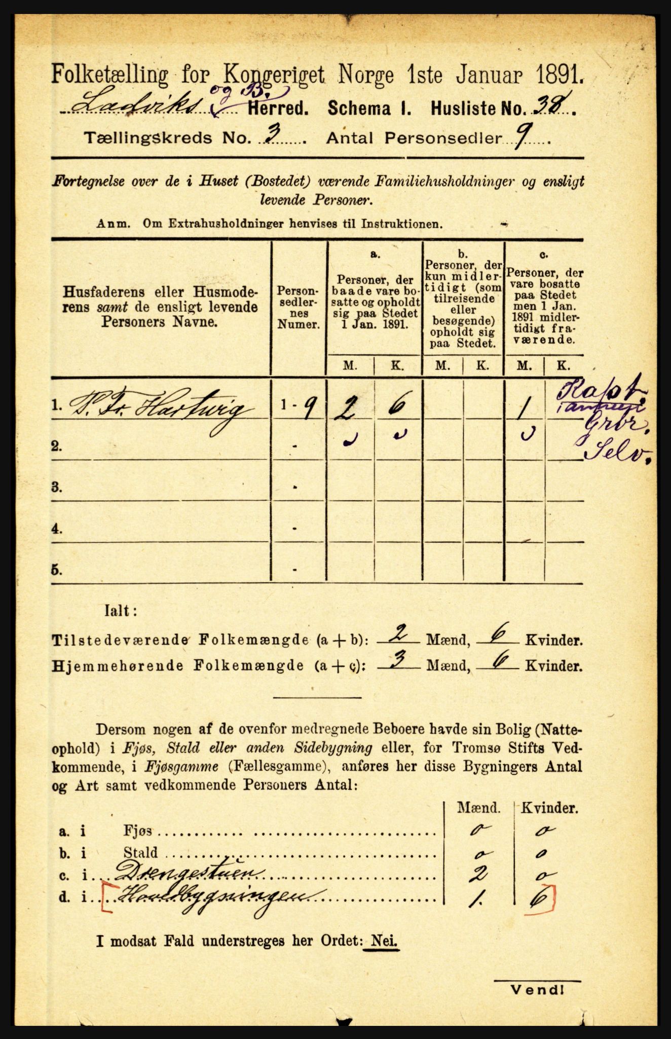 RA, Folketelling 1891 for 1415 Lavik og Brekke herred, 1891, s. 492