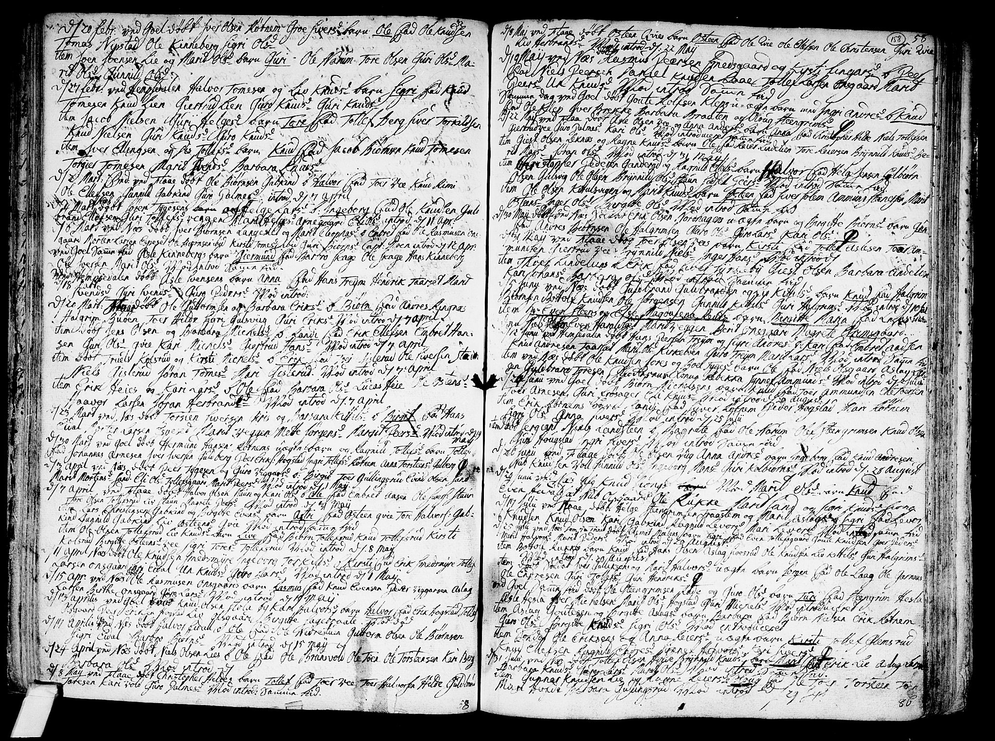 Nes kirkebøker, AV/SAKO-A-236/F/Fa/L0002: Ministerialbok nr. 2, 1707-1759, s. 158