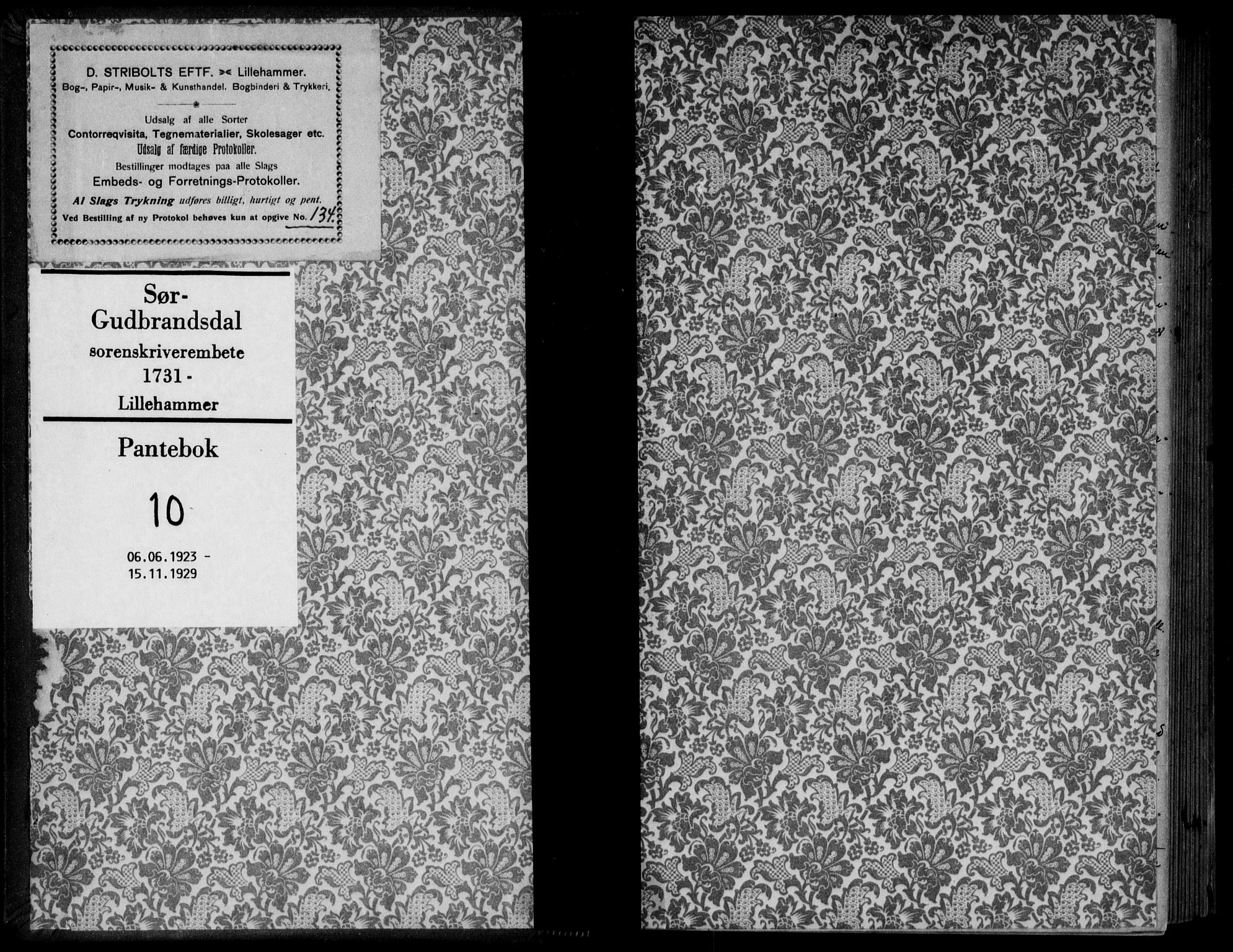 Sør-Gudbrandsdal tingrett, SAH/TING-004/H/Hb/Hbc/L0010: Pantebok nr. 10, 1923-1929