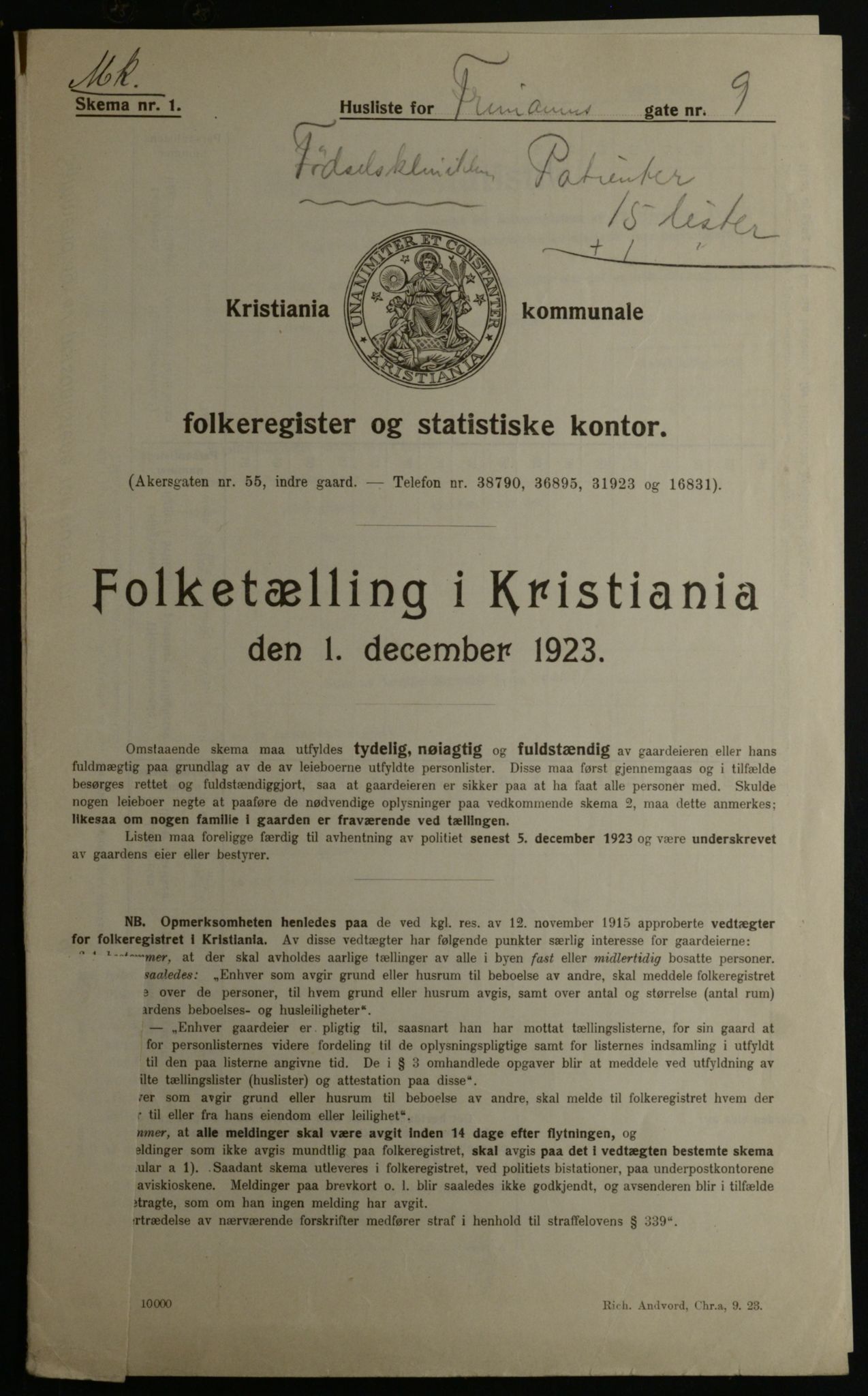 OBA, Kommunal folketelling 1.12.1923 for Kristiania, 1923, s. 30240