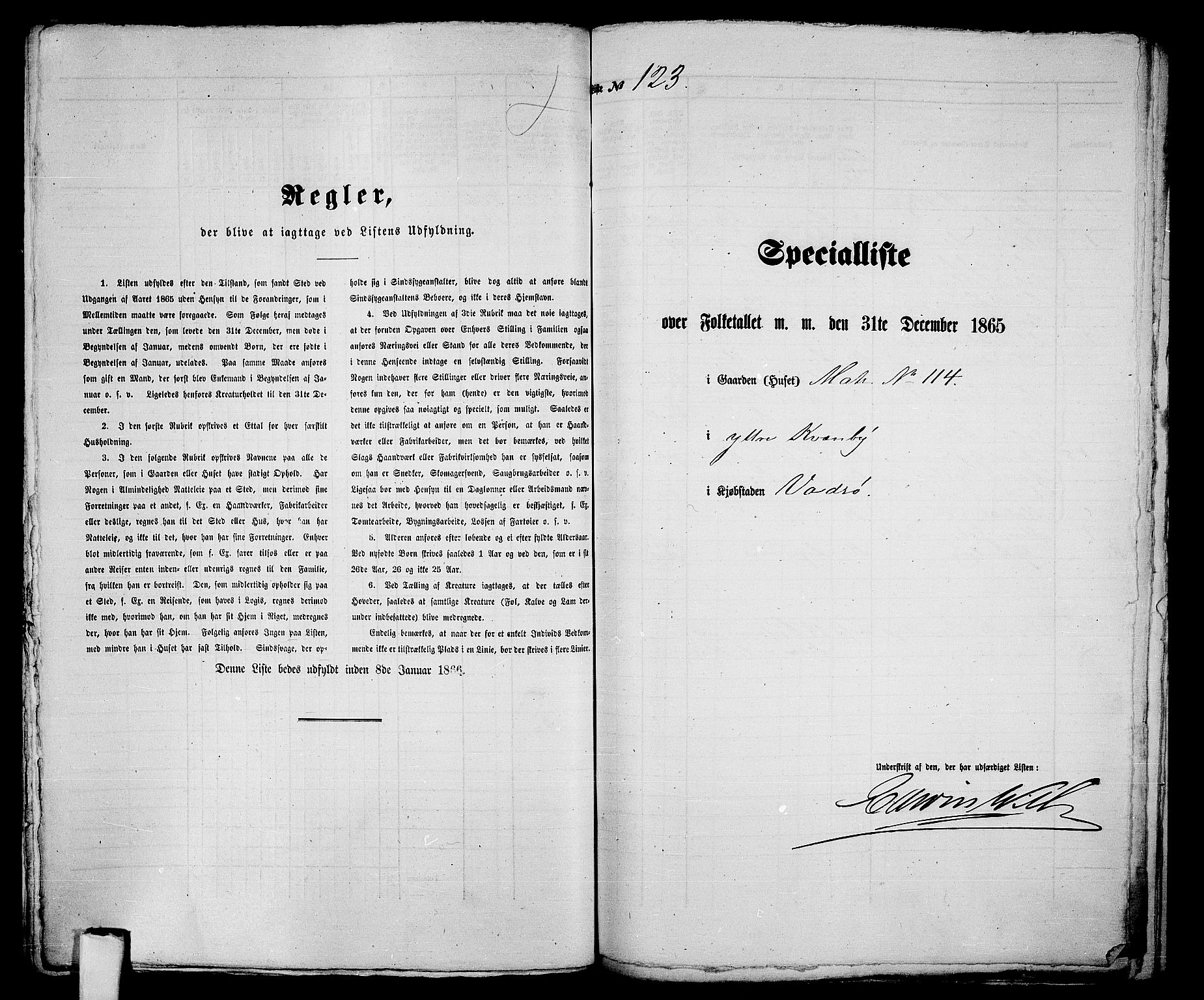 RA, Folketelling 1865 for 2003B Vadsø prestegjeld, Vadsø kjøpstad, 1865, s. 252