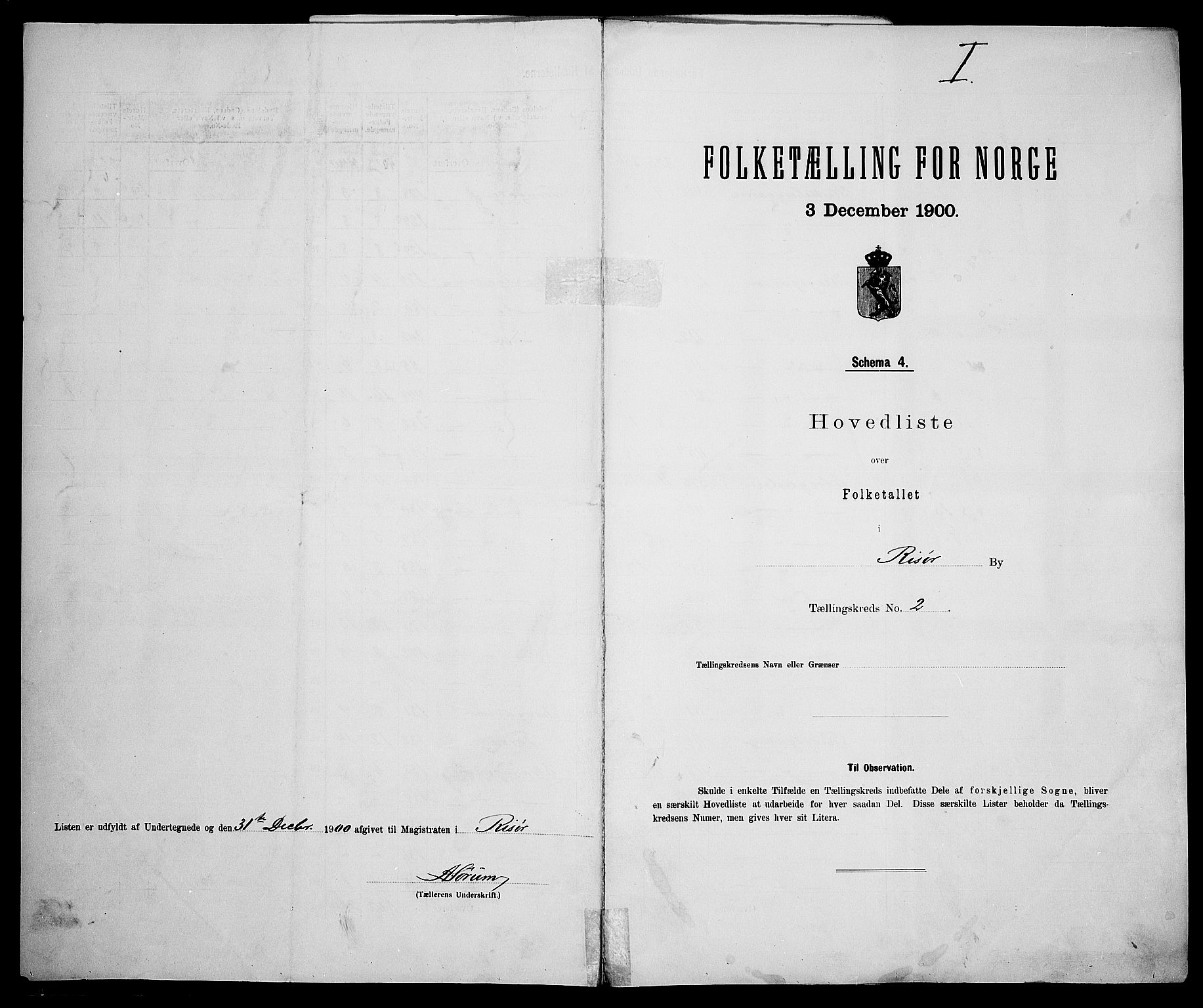 SAK, Folketelling 1900 for 0901 Risør kjøpstad, 1900, s. 13