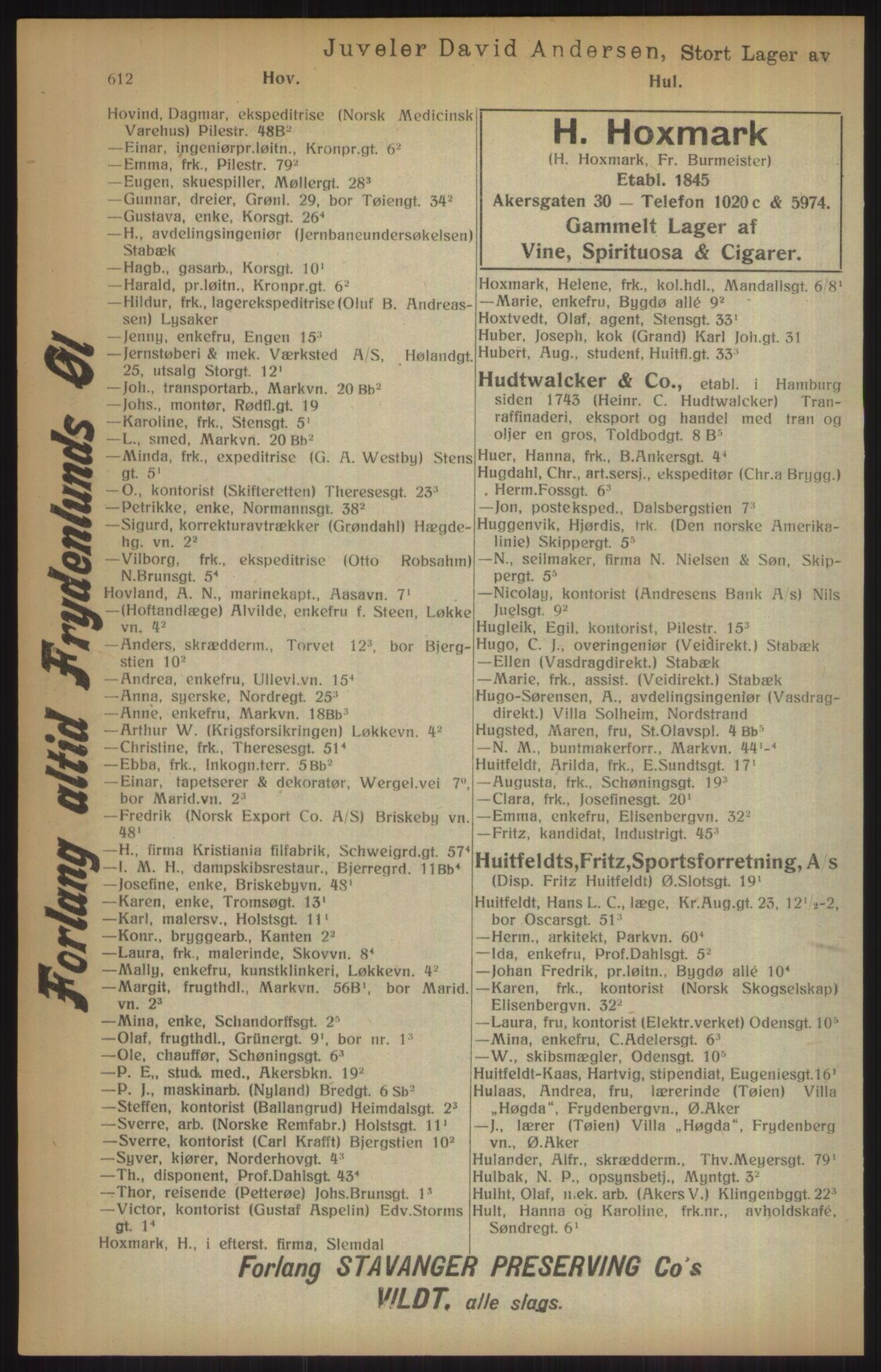 Kristiania/Oslo adressebok, PUBL/-, 1915, s. 612