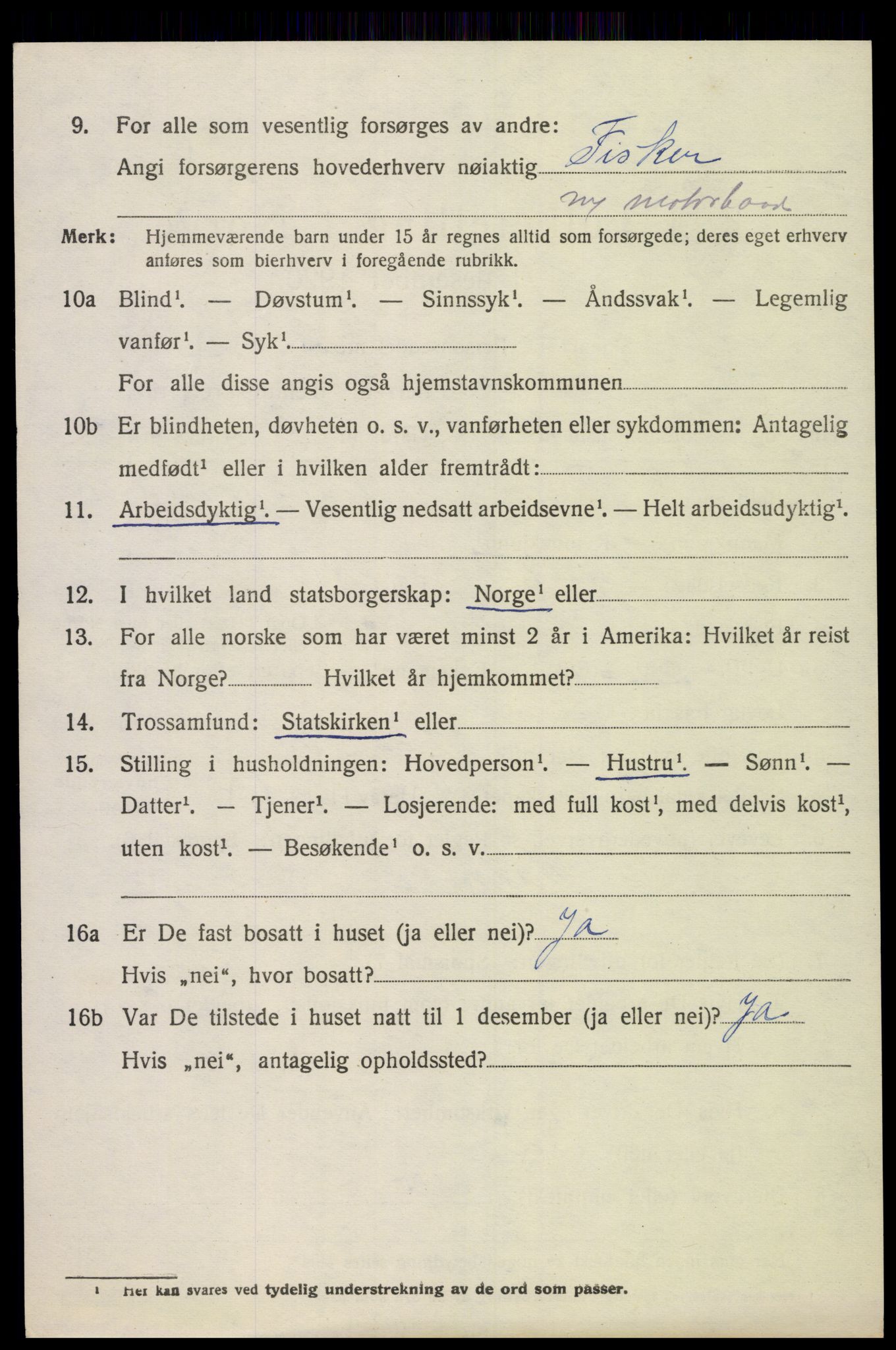 SAK, Folketelling 1920 for 1018 Søgne herred, 1920, s. 1496