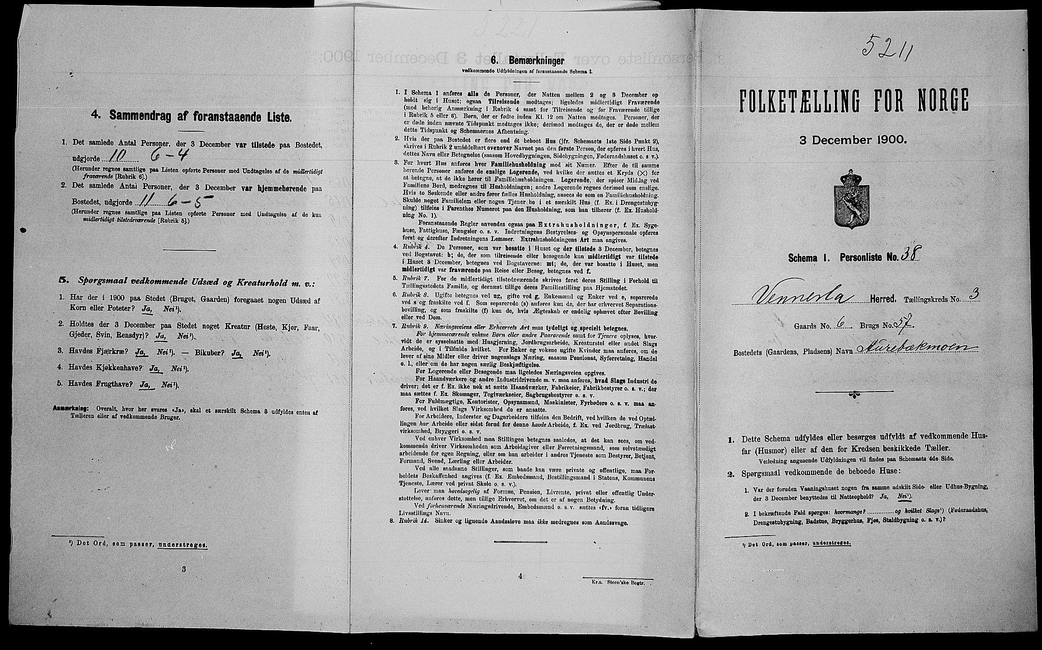 SAK, Folketelling 1900 for 1014 Vennesla herred, 1900, s. 351