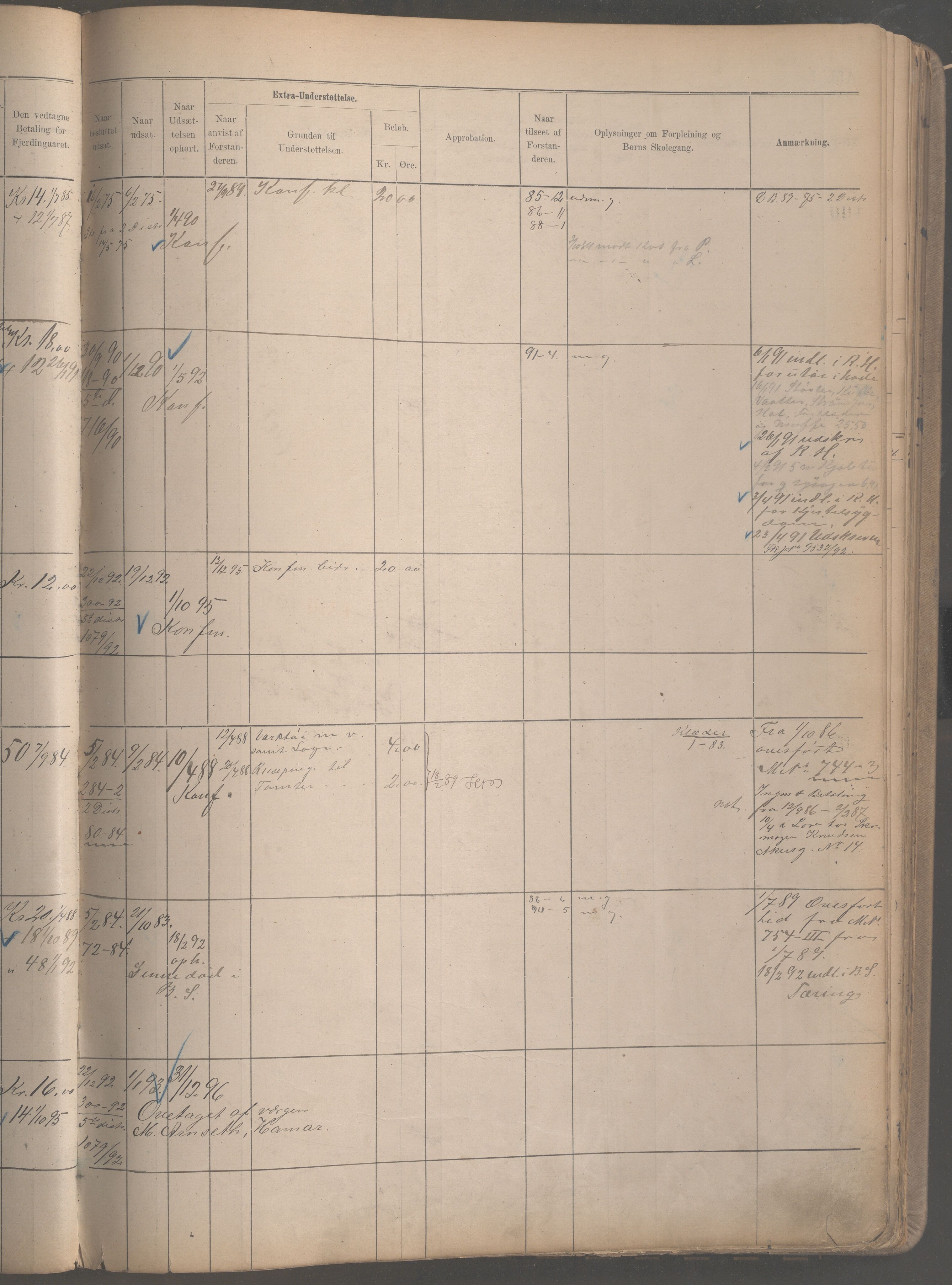 Fattigvesenet, OBA/A-20045/H/Hb/L0003: Manntallsprotokoll. Mnr. 1-399, 1887-1901, s. 188