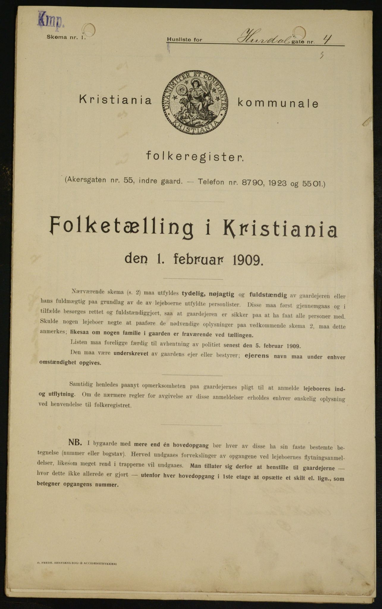 OBA, Kommunal folketelling 1.2.1909 for Kristiania kjøpstad, 1909, s. 38384