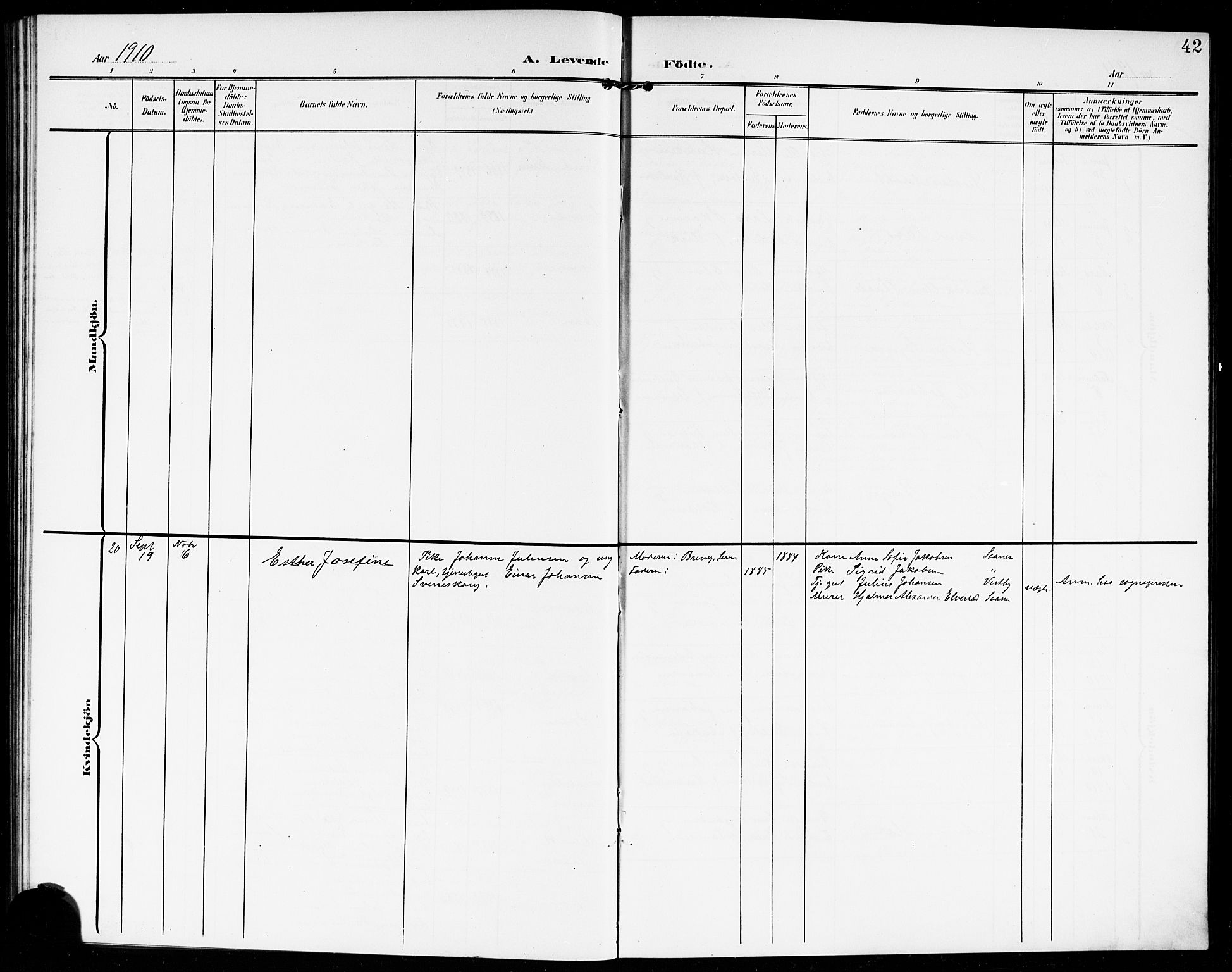 Vestby prestekontor Kirkebøker, AV/SAO-A-10893/G/Gb/L0002: Klokkerbok nr. II 2, 1903-1914, s. 42