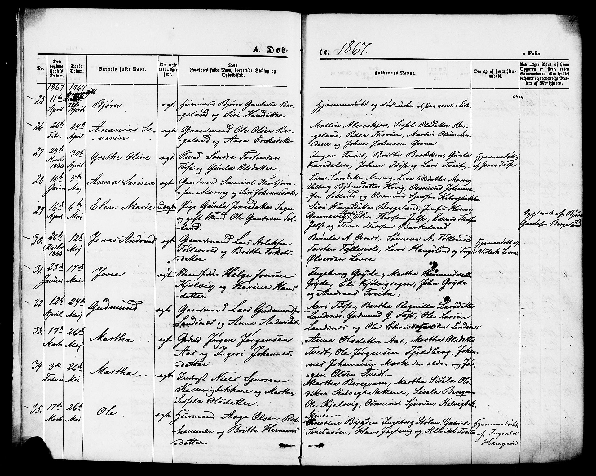 Jelsa sokneprestkontor, AV/SAST-A-101842/01/IV: Ministerialbok nr. A 8, 1867-1883, s. 4