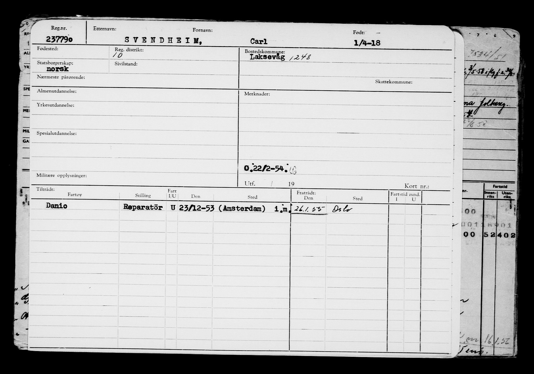 Direktoratet for sjømenn, AV/RA-S-3545/G/Gb/L0157: Hovedkort, 1918, s. 11