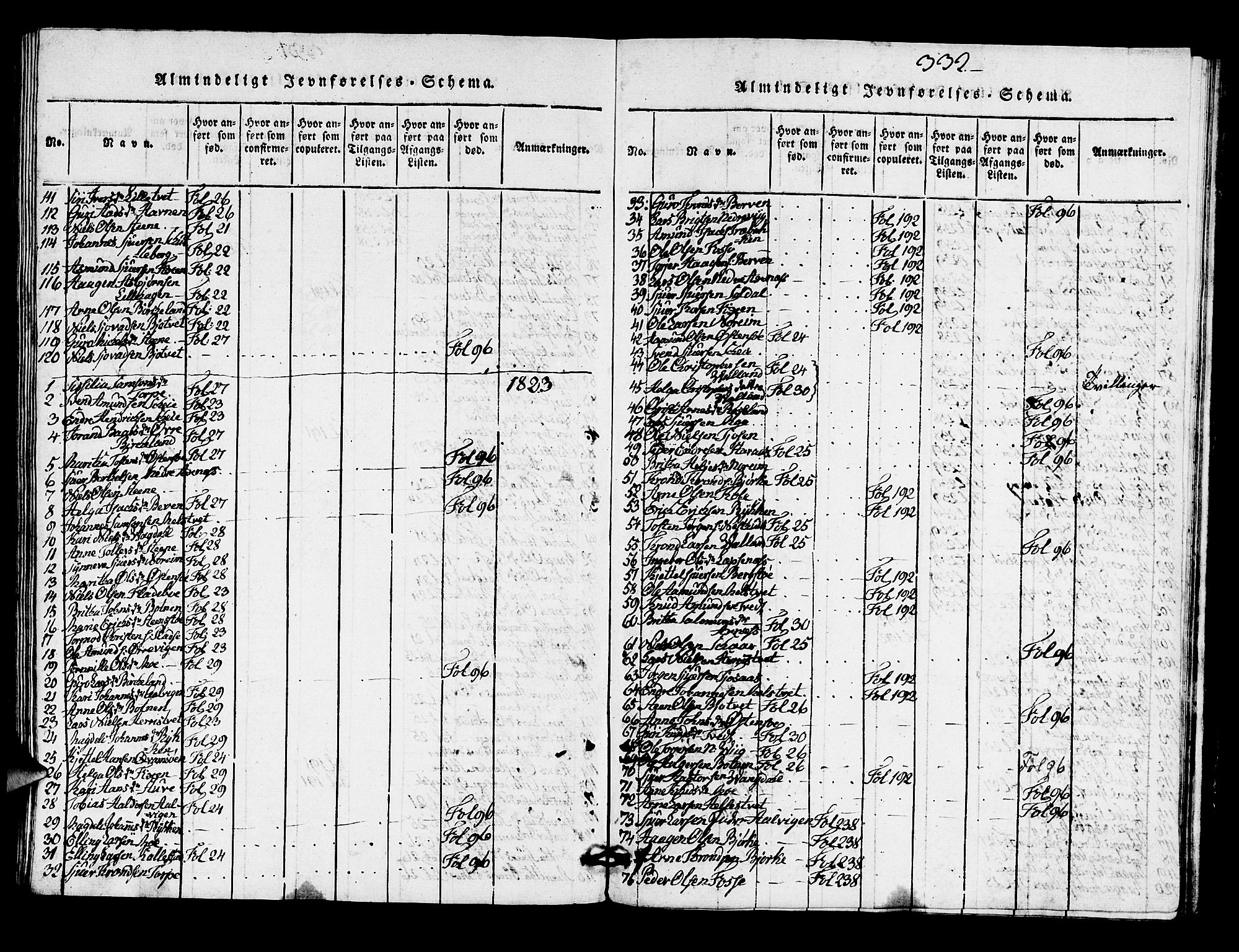 Kvam sokneprestembete, AV/SAB-A-76201/H/Hab: Klokkerbok nr. A 1, 1818-1832, s. 332