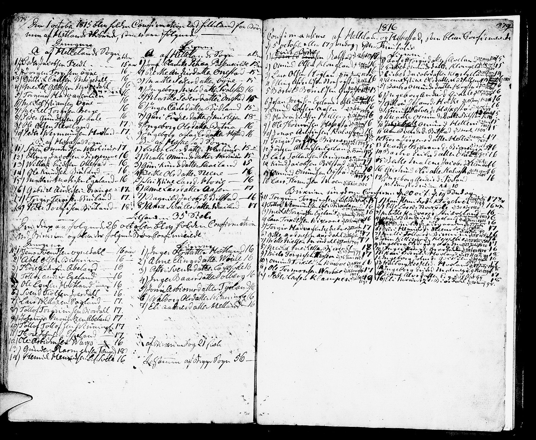 Helleland sokneprestkontor, SAST/A-101810: Ministerialbok nr. A 3 /1, 1791-1817, s. 378-379