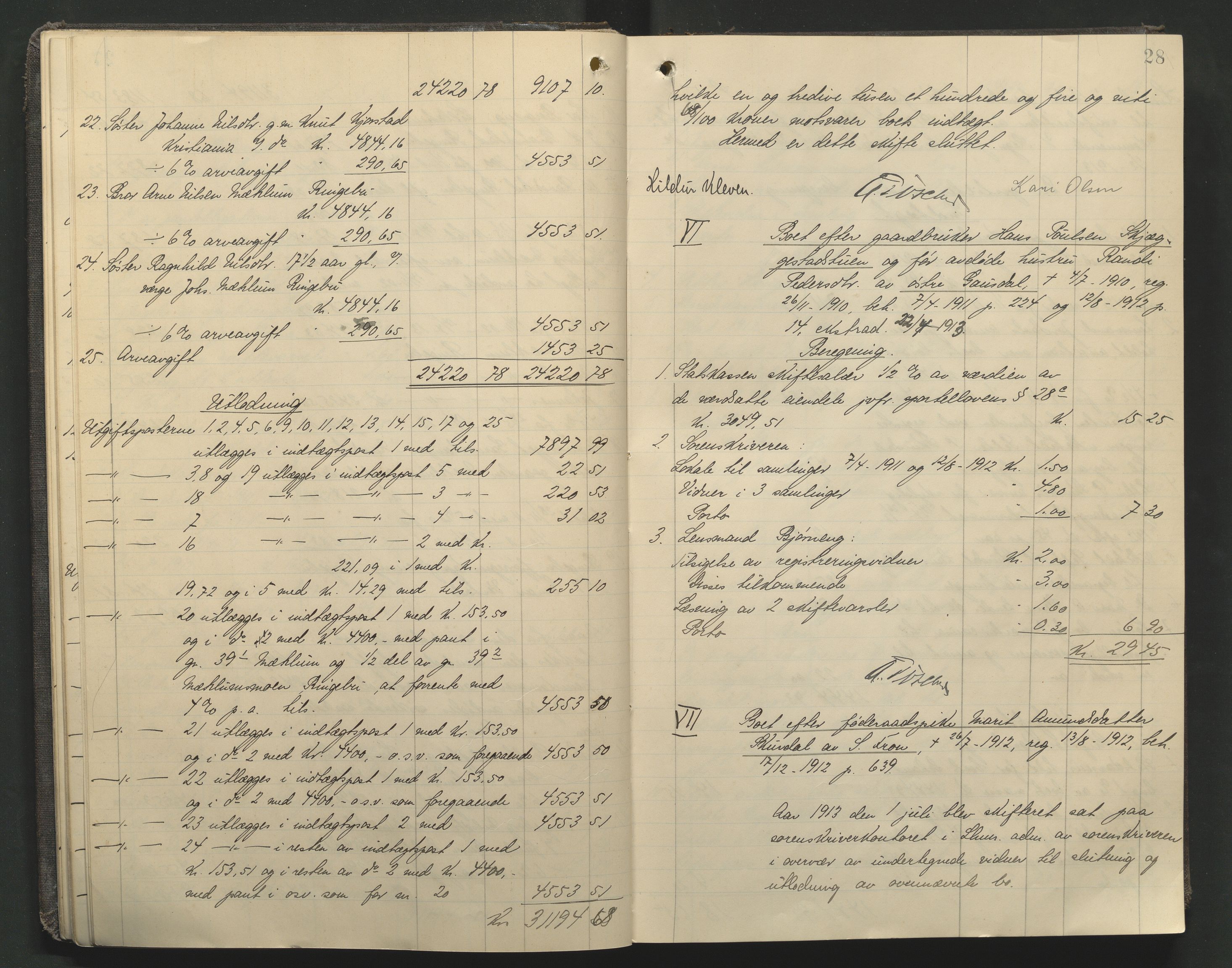 Sør-Gudbrandsdal tingrett, SAH/TING-004/J/Ja/Jae/L0002: Skifteutlodningsprotokoll - landet, 1912-1921, s. 28