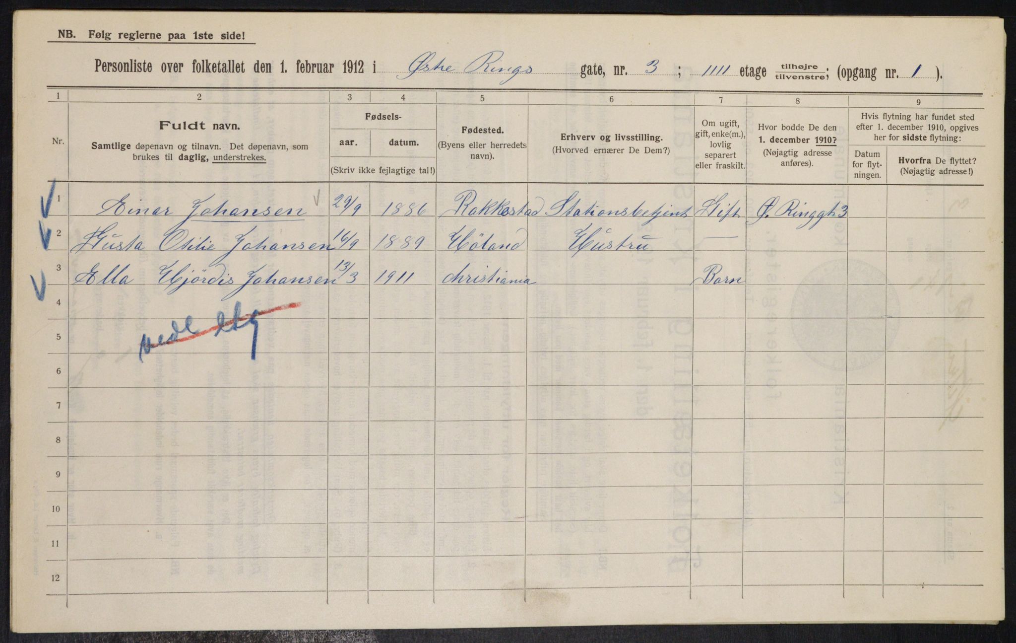 OBA, Kommunal folketelling 1.2.1912 for Kristiania, 1912, s. 129427