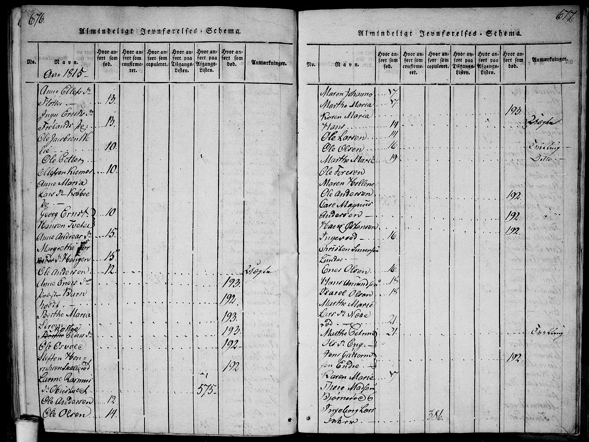 Våler prestekontor Kirkebøker, AV/SAO-A-11083/G/Ga/L0001: Klokkerbok nr. I 1, 1815-1839, s. 676-677