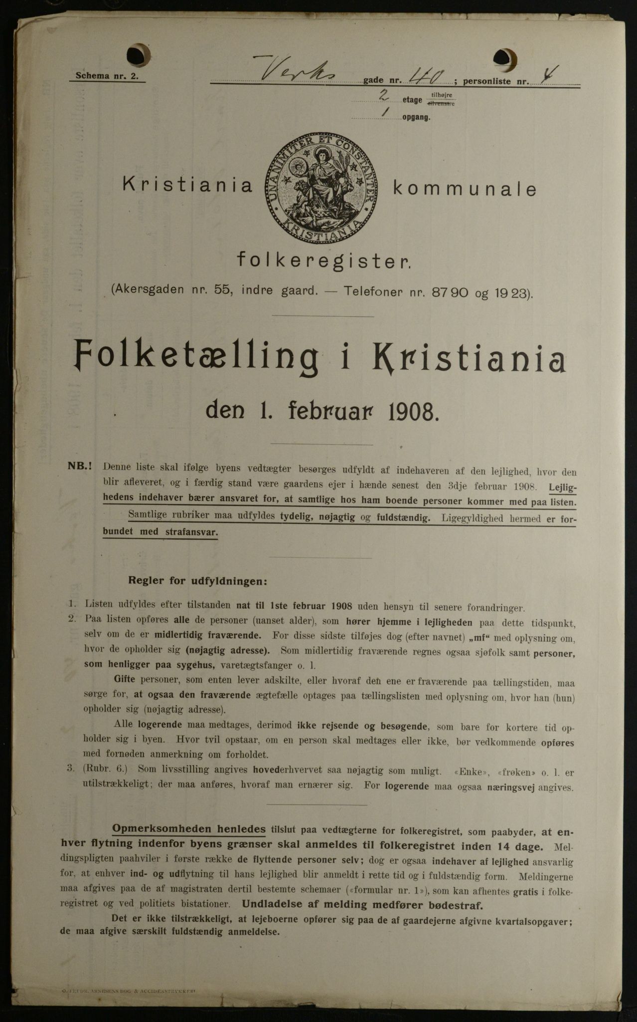 OBA, Kommunal folketelling 1.2.1908 for Kristiania kjøpstad, 1908, s. 109802