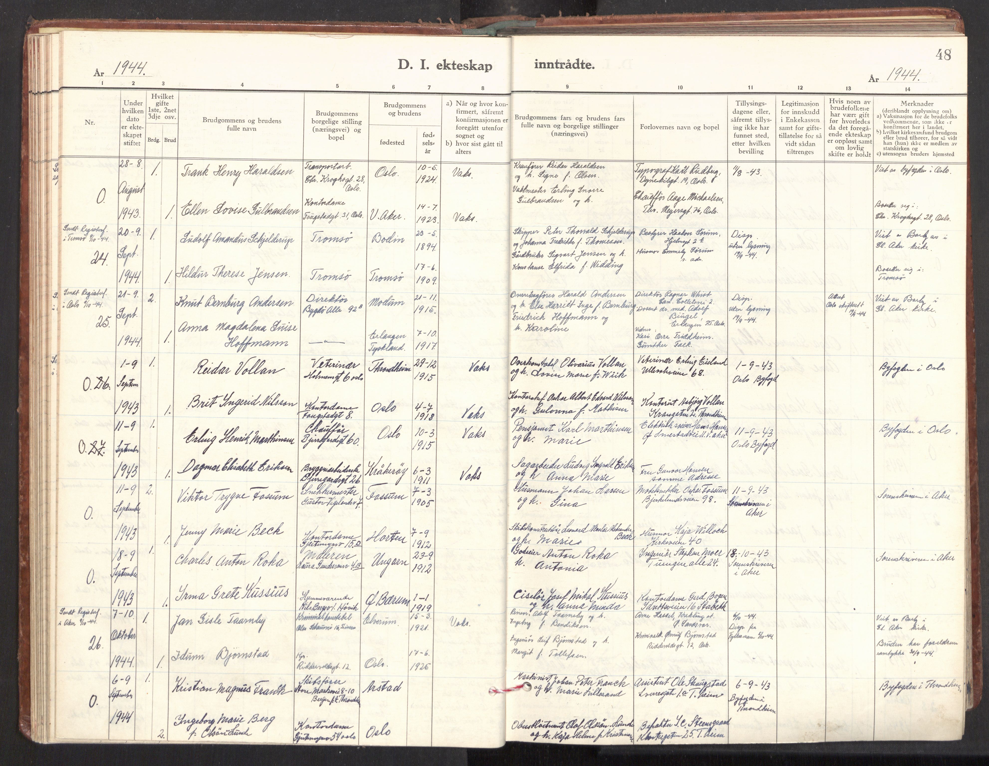 Gamle Aker prestekontor Kirkebøker, AV/SAO-A-10617a/F/L0022: Ministerialbok nr. 22, 1941-1952, s. 48