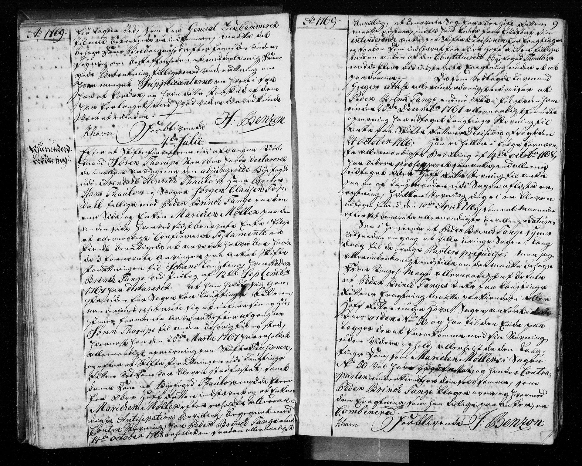 Stattholderembetet 1572-1771, AV/RA-EA-2870/Bf/L0008: Stattholderprotokoll (allmenn kopibok), 1769-1770, s. 8b-9a