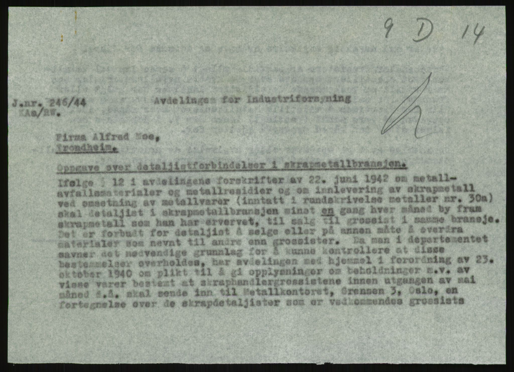 Direktoratet for industriforsyning, Sekretariatet, AV/RA-S-4153/D/Df/L0054: 9. Metallkontoret, 1940-1945, s. 1837