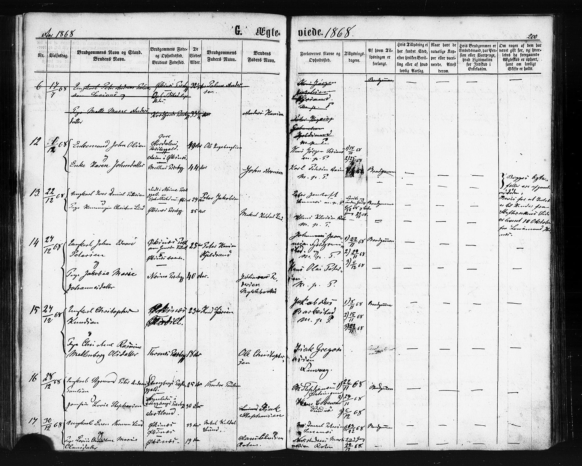 Ministerialprotokoller, klokkerbøker og fødselsregistre - Nordland, AV/SAT-A-1459/893/L1334: Ministerialbok nr. 893A07, 1867-1877, s. 200