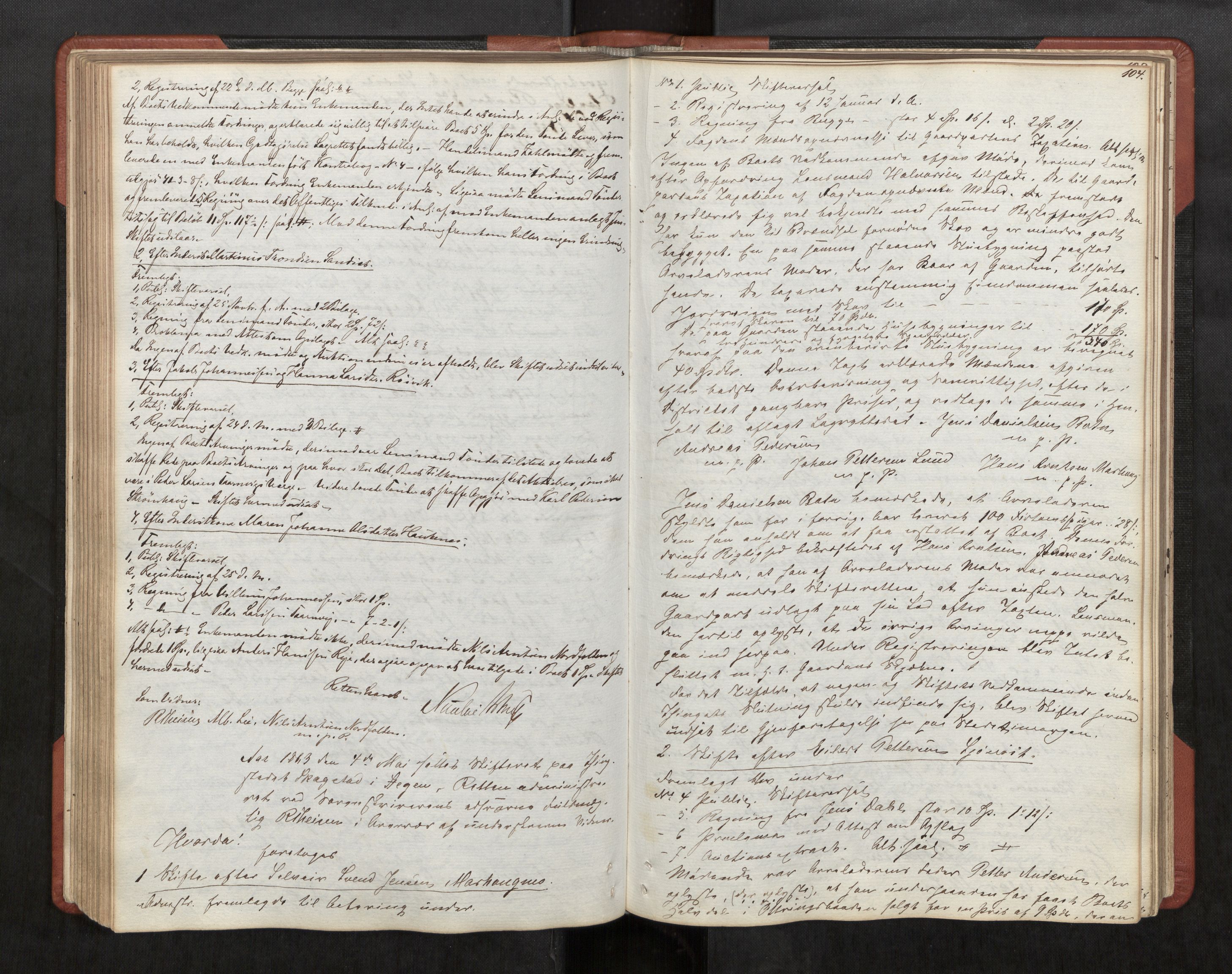 Salten sorenskriveri, AV/SAT-A-4578/1/3/3B/L0006: Skiftebehandlingsprotokoll, 1857-1868, s. 104