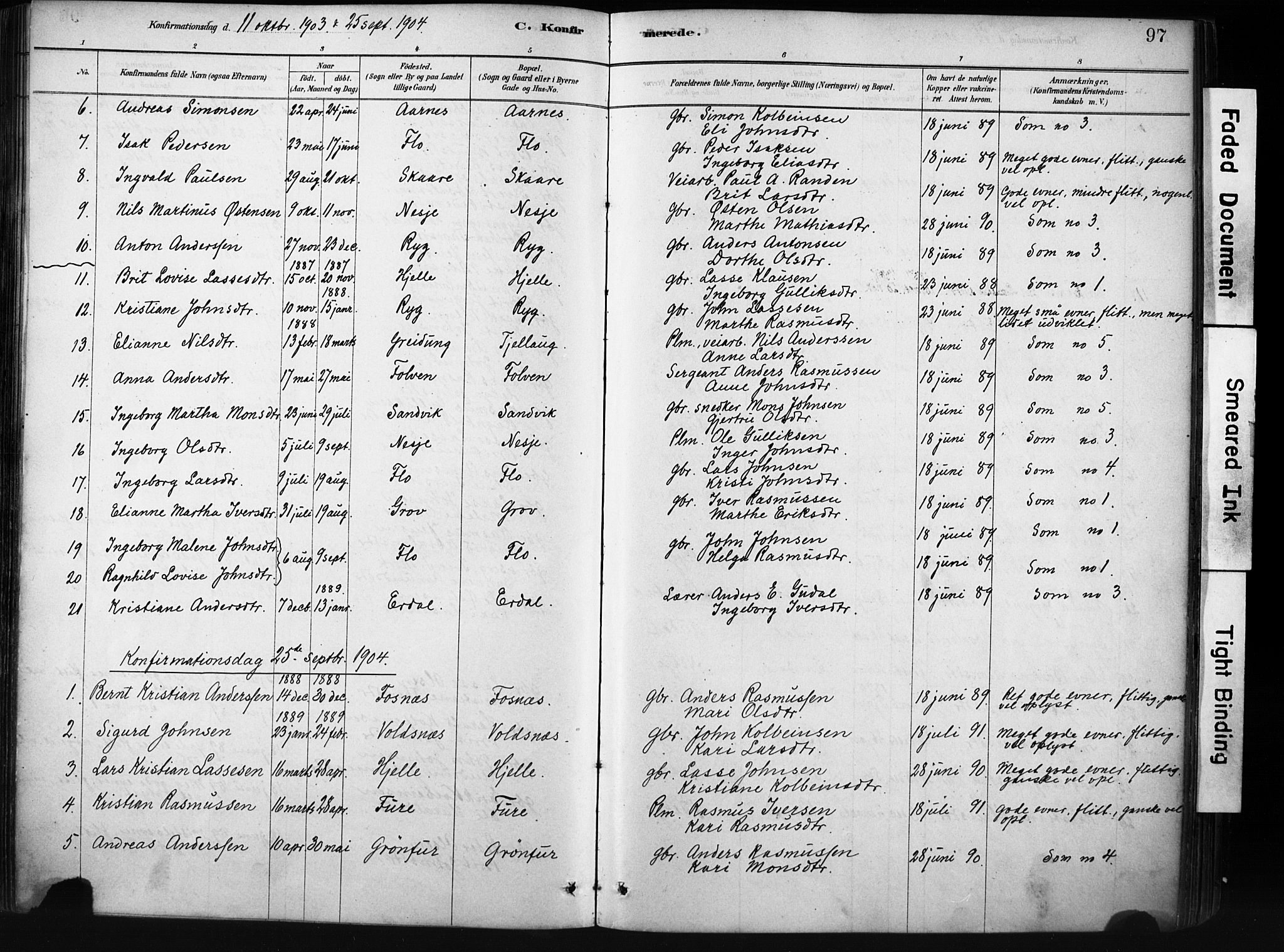 Stryn Sokneprestembete, AV/SAB-A-82501: Ministerialbok nr. D 1, 1878-1907, s. 97