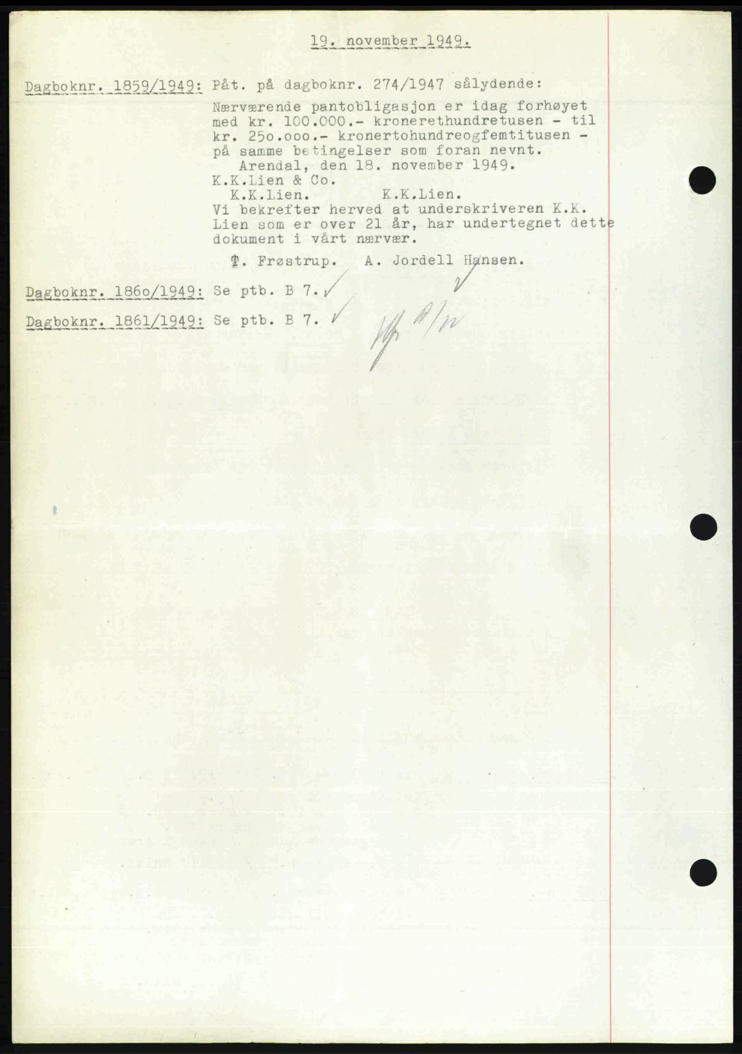 Nedenes sorenskriveri, SAK/1221-0006/G/Gb/Gba/L0061: Pantebok nr. A13, 1949-1949, Dagboknr: 1859/1949