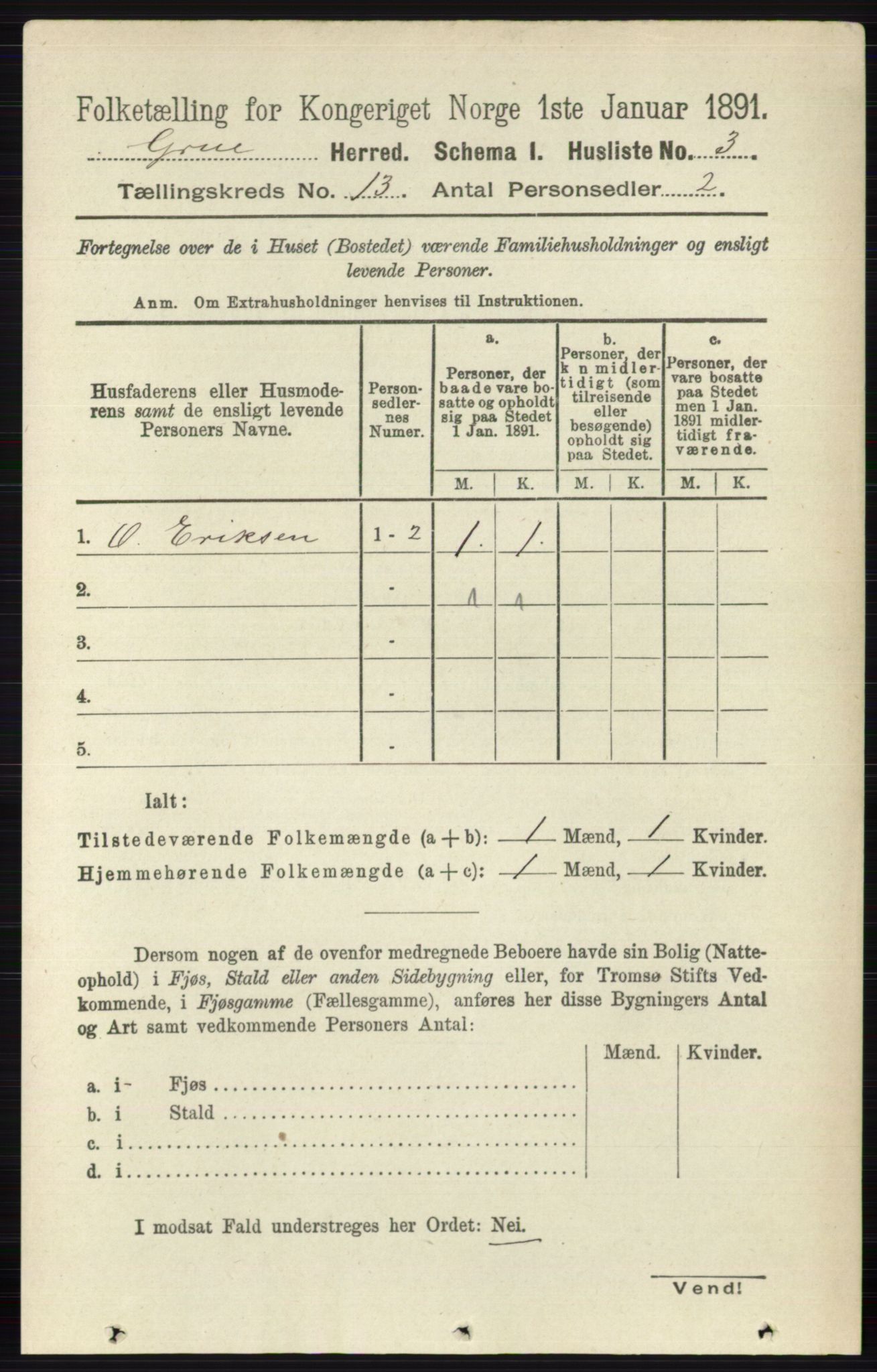 RA, Folketelling 1891 for 0423 Grue herred, 1891, s. 6501