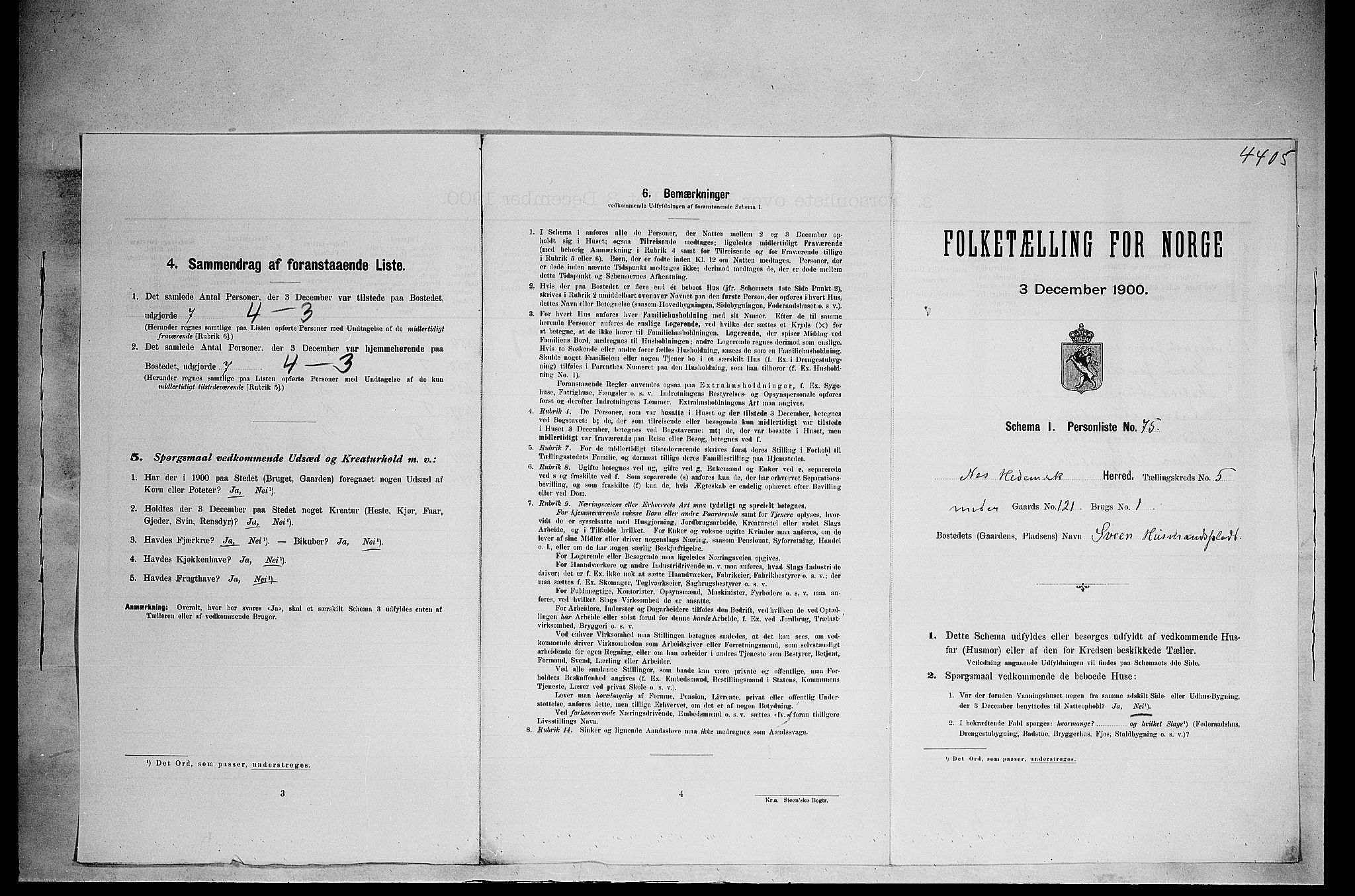 SAH, Folketelling 1900 for 0411 Nes herred, 1900, s. 848