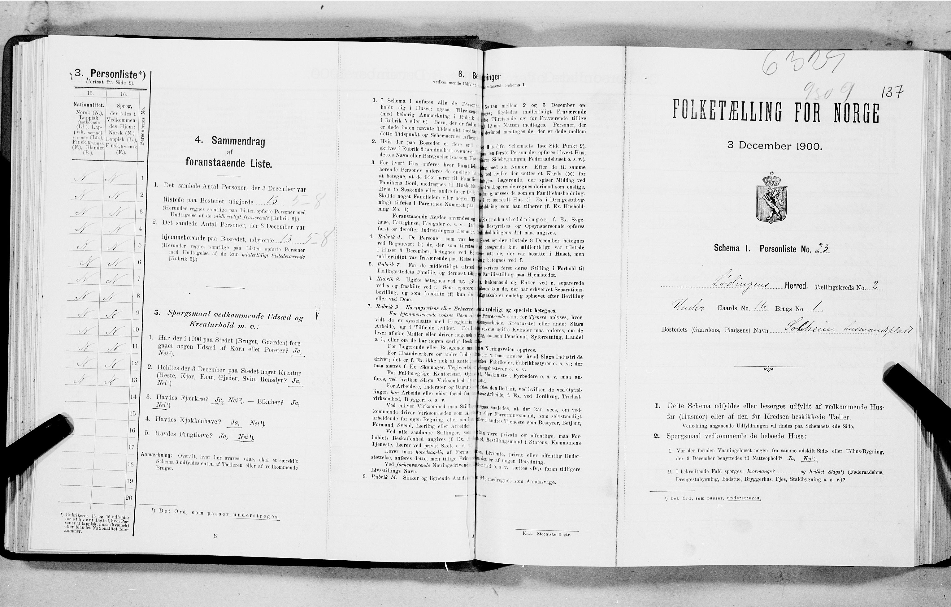 SAT, Folketelling 1900 for 1851 Lødingen herred, 1900, s. 137