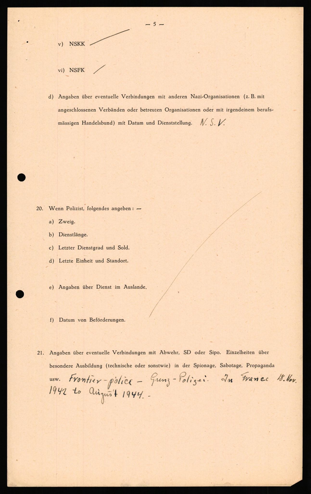 Forsvaret, Forsvarets overkommando II, AV/RA-RAFA-3915/D/Db/L0026: CI Questionaires. Tyske okkupasjonsstyrker i Norge. Tyskere., 1945-1946, s. 256