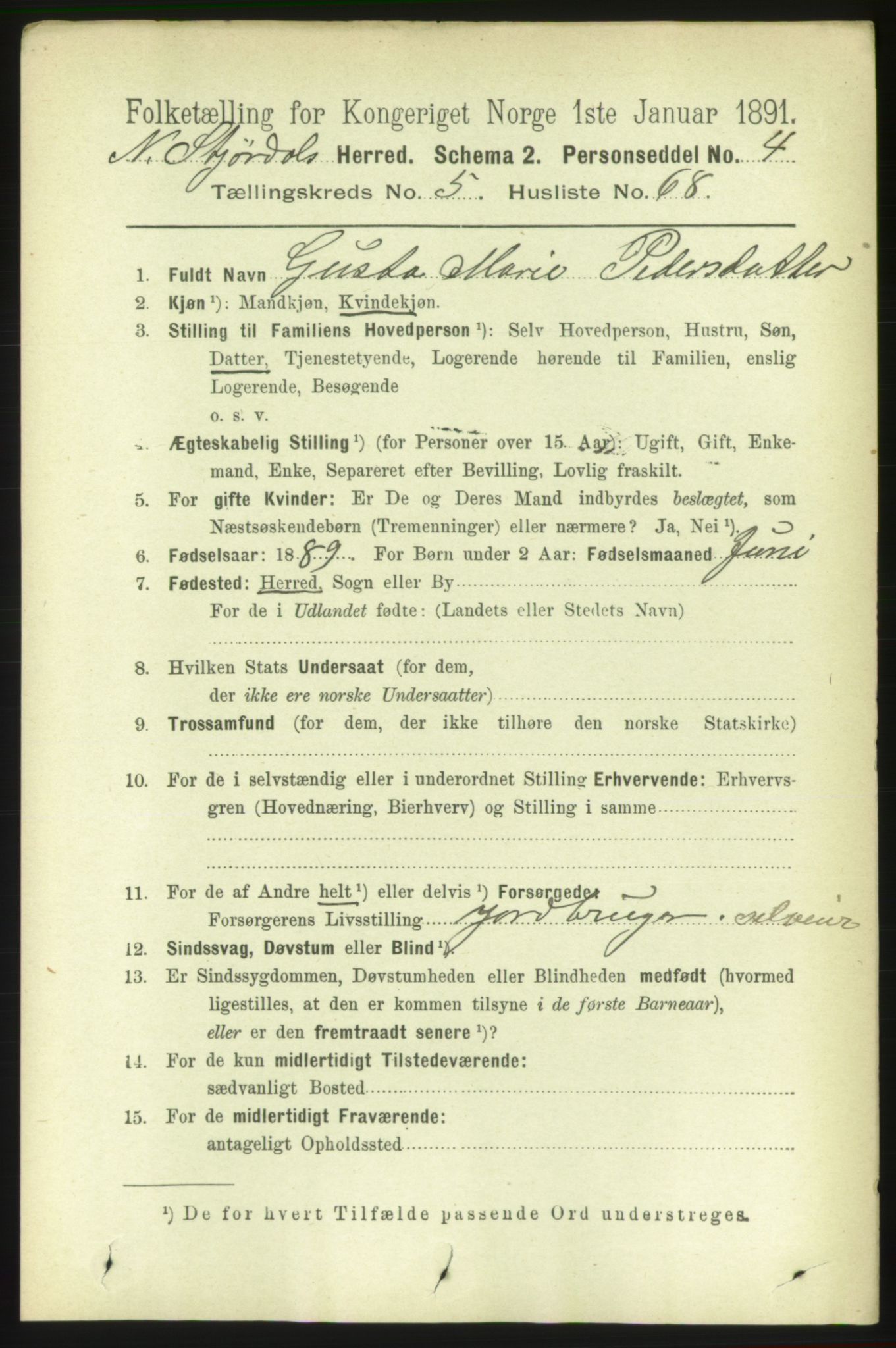 RA, Folketelling 1891 for 1714 Nedre Stjørdal herred, 1891, s. 2395