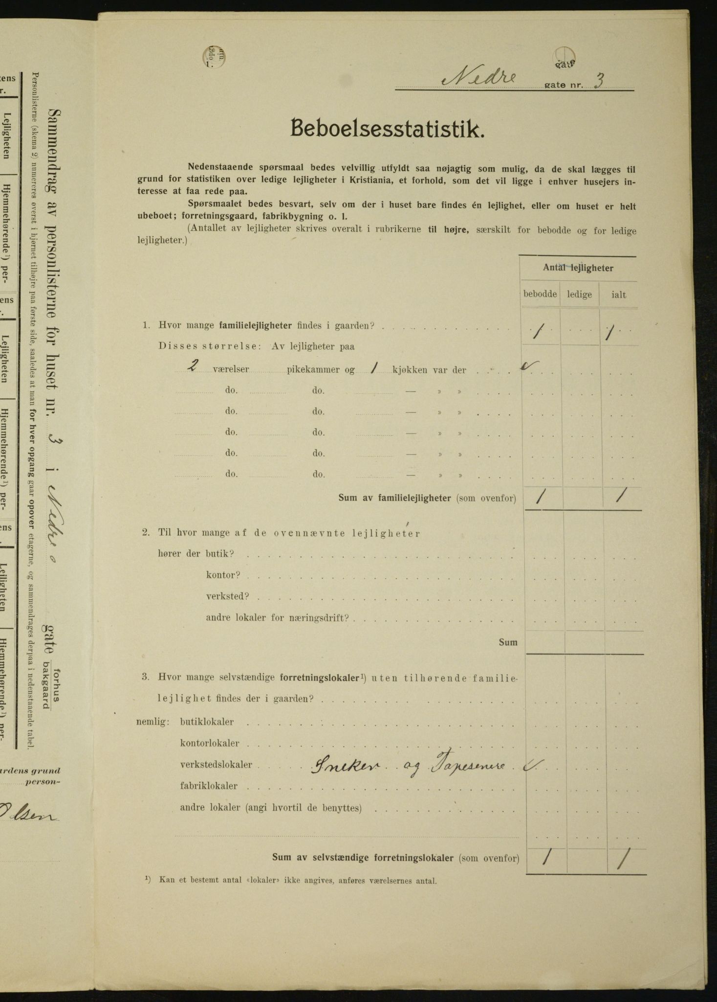 OBA, Kommunal folketelling 1.2.1909 for Kristiania kjøpstad, 1909, s. 62697