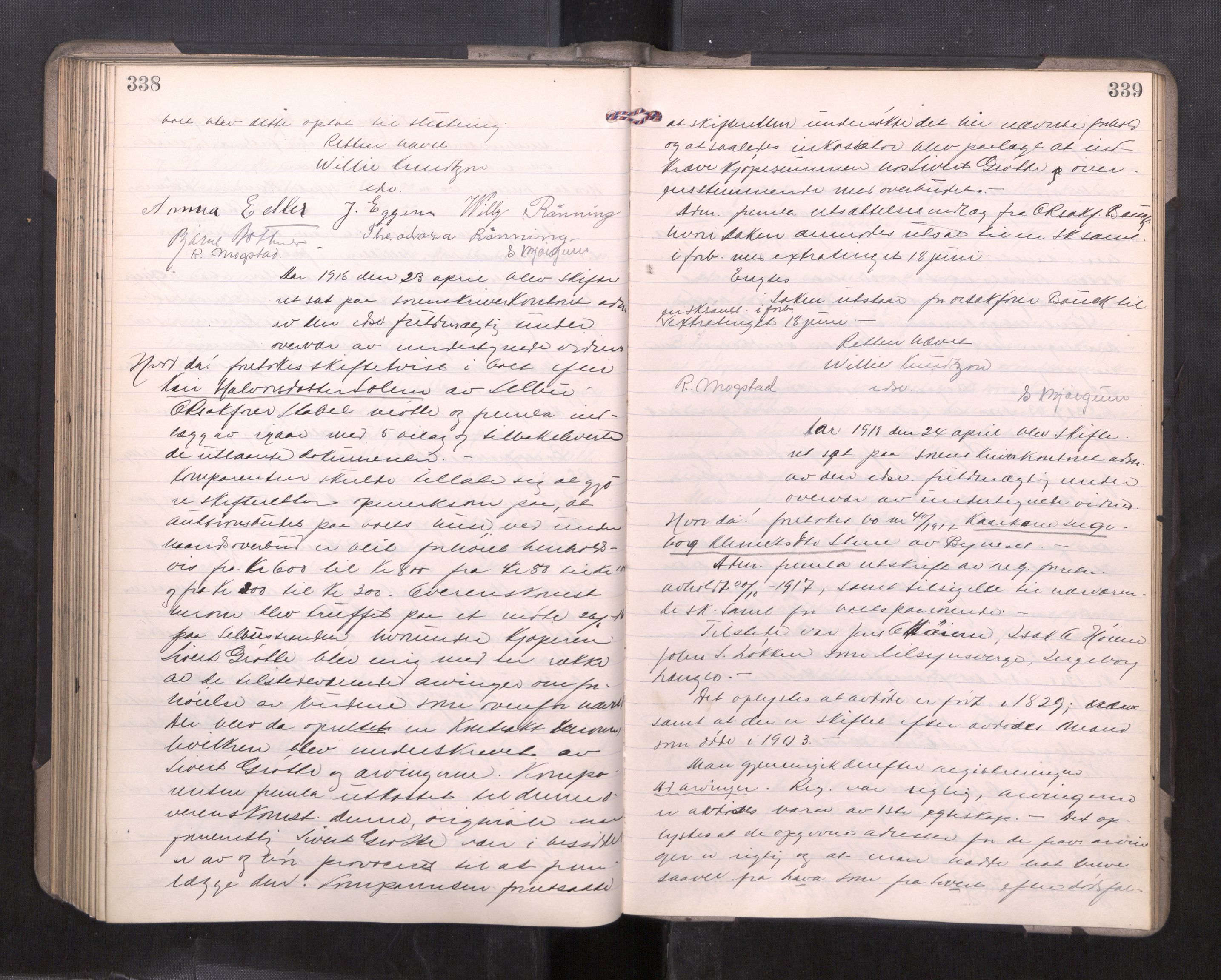 Strinda og Selbu sorenskriveri, AV/SAT-A-0015/3/3B/L0012: Skifteforhandlingsprot. 12, 1915-1919, s. 338-339