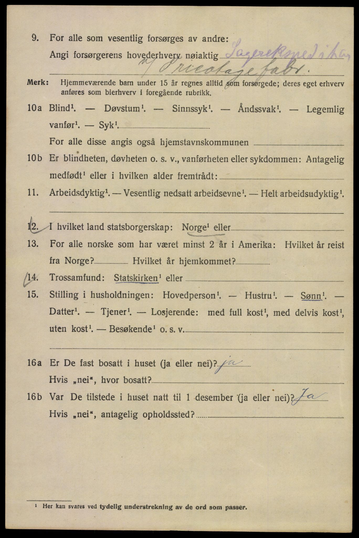 SAO, Folketelling 1920 for 0301 Kristiania kjøpstad, 1920, s. 409078