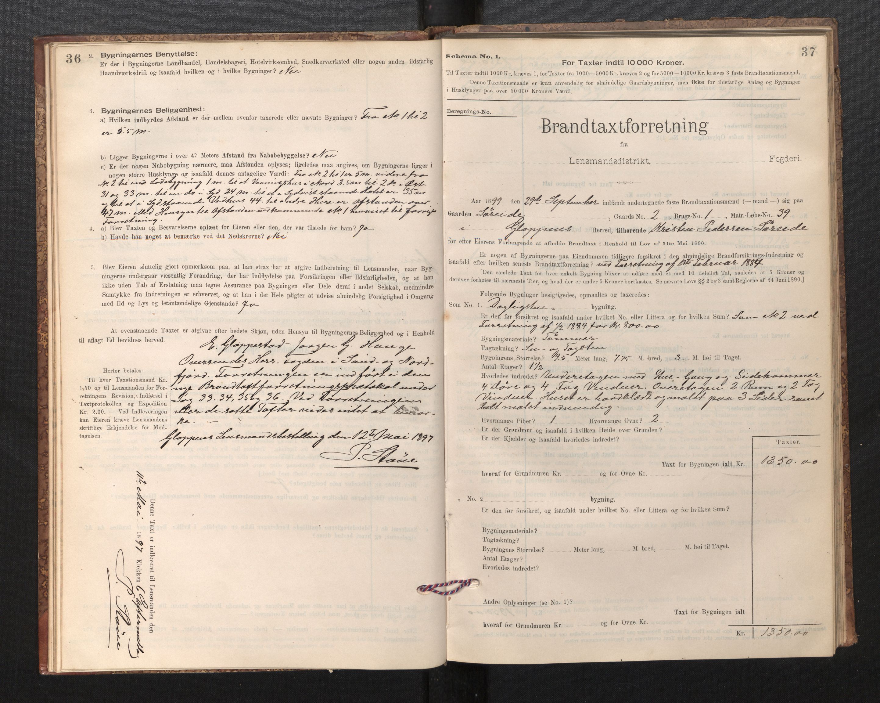 Lensmannen i Gloppen og Breim, SAB/A-27801/0012/L0003: Branntakstprotokoll, skjematakst, 1894-1931, s. 36-37