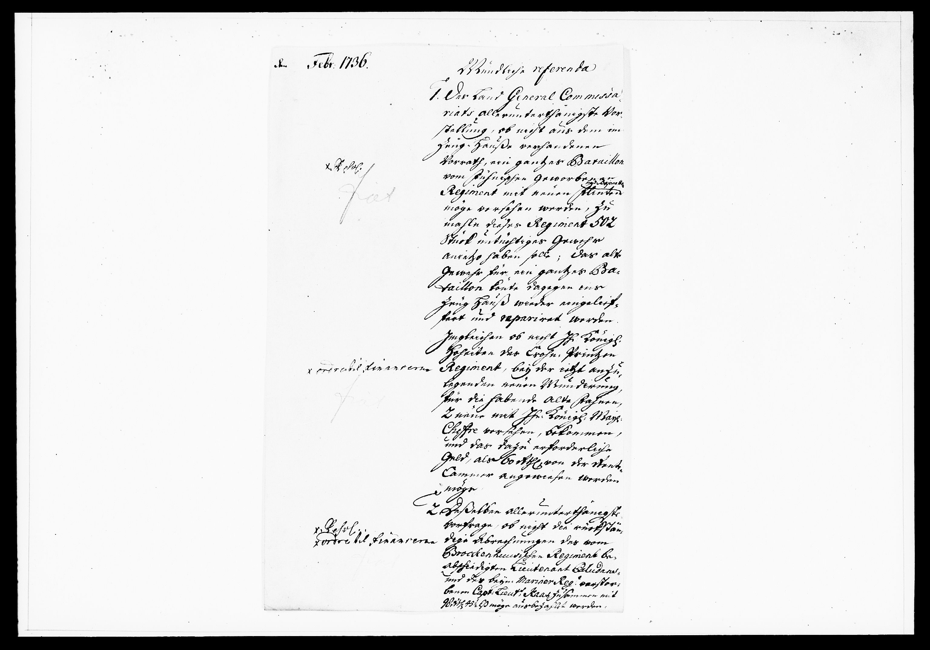 Krigskollegiet, Krigskancelliet, DRA/A-0006/-/1130-1137: Refererede sager, 1736, s. 47