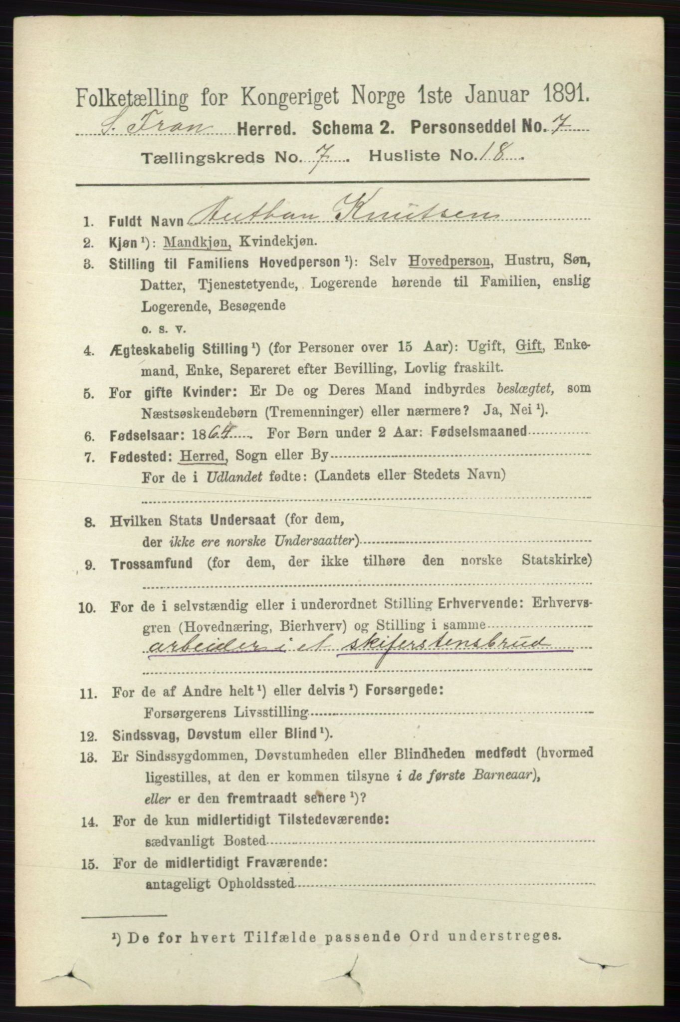 RA, Folketelling 1891 for 0519 Sør-Fron herred, 1891, s. 3134